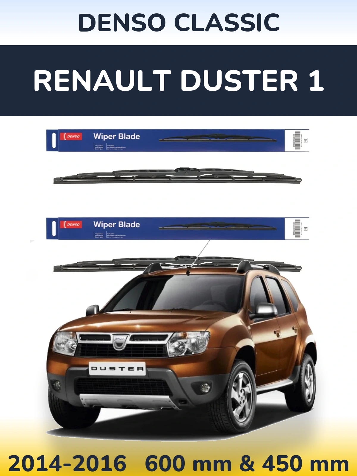 Komplet przednich wycieraczek Denso Classic 600 & 450 mm do Renault Duster 1 2014-2016