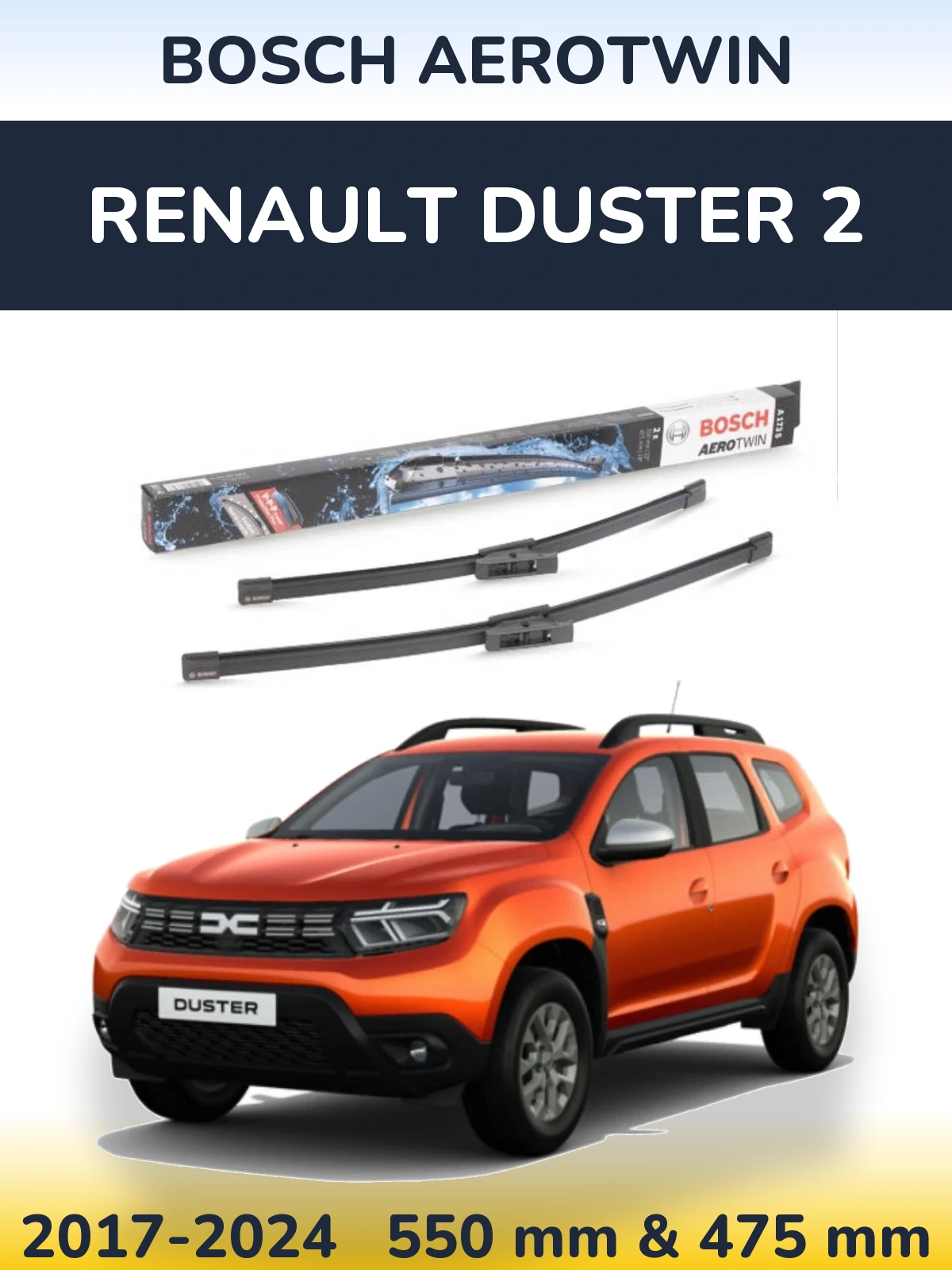 Komplet przednich wycieraczek BOSCH AeroTwin 550 & 475 mm do Renault Duster 2 2017-2024