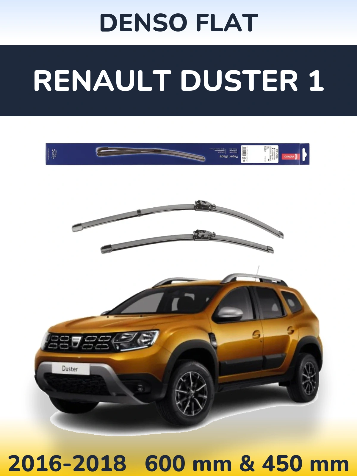 Комплект передних дворников Denso Flat 600 & 450 мм для Renault Duster 1 2016-2018