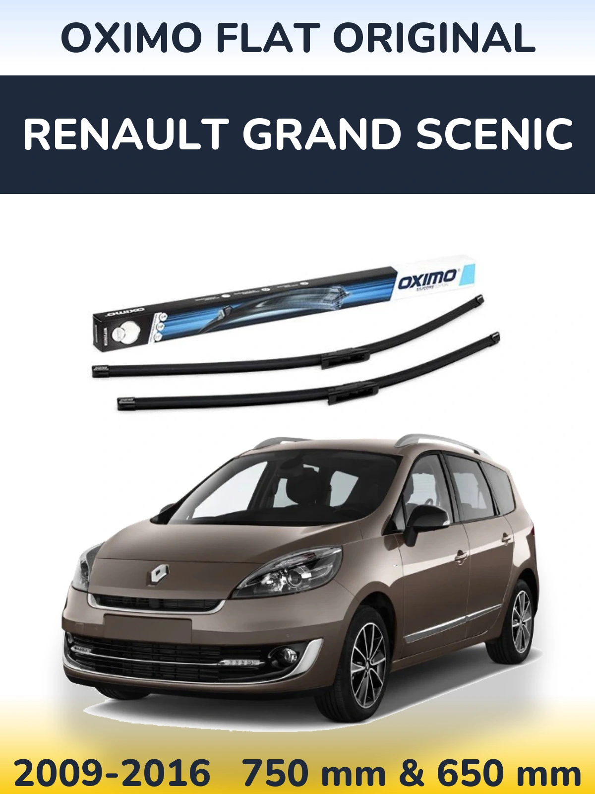 Комплект передніх щіток Oximo Flat Original 750 & 650 мм для Renault Grand Scenic 2009-2016