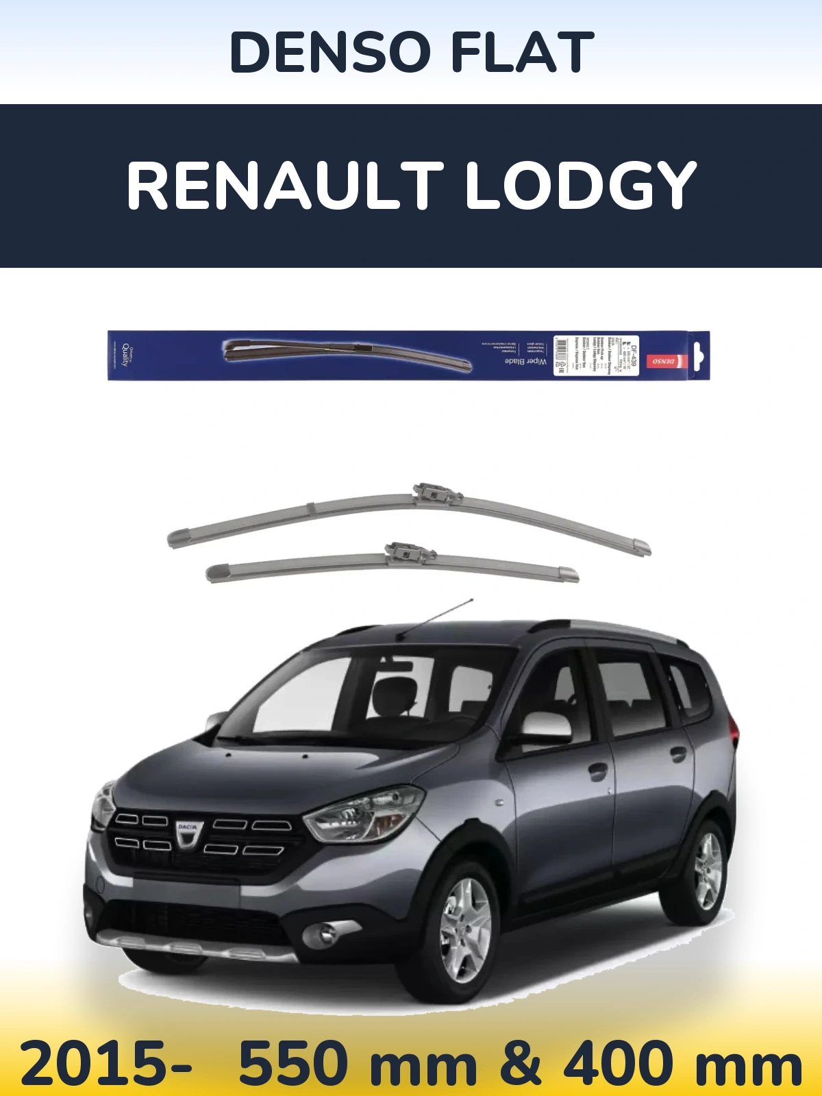 Комплект передних дворников Denso Flat 550 & 400 мм для Renault Lodgy 2015-2026
