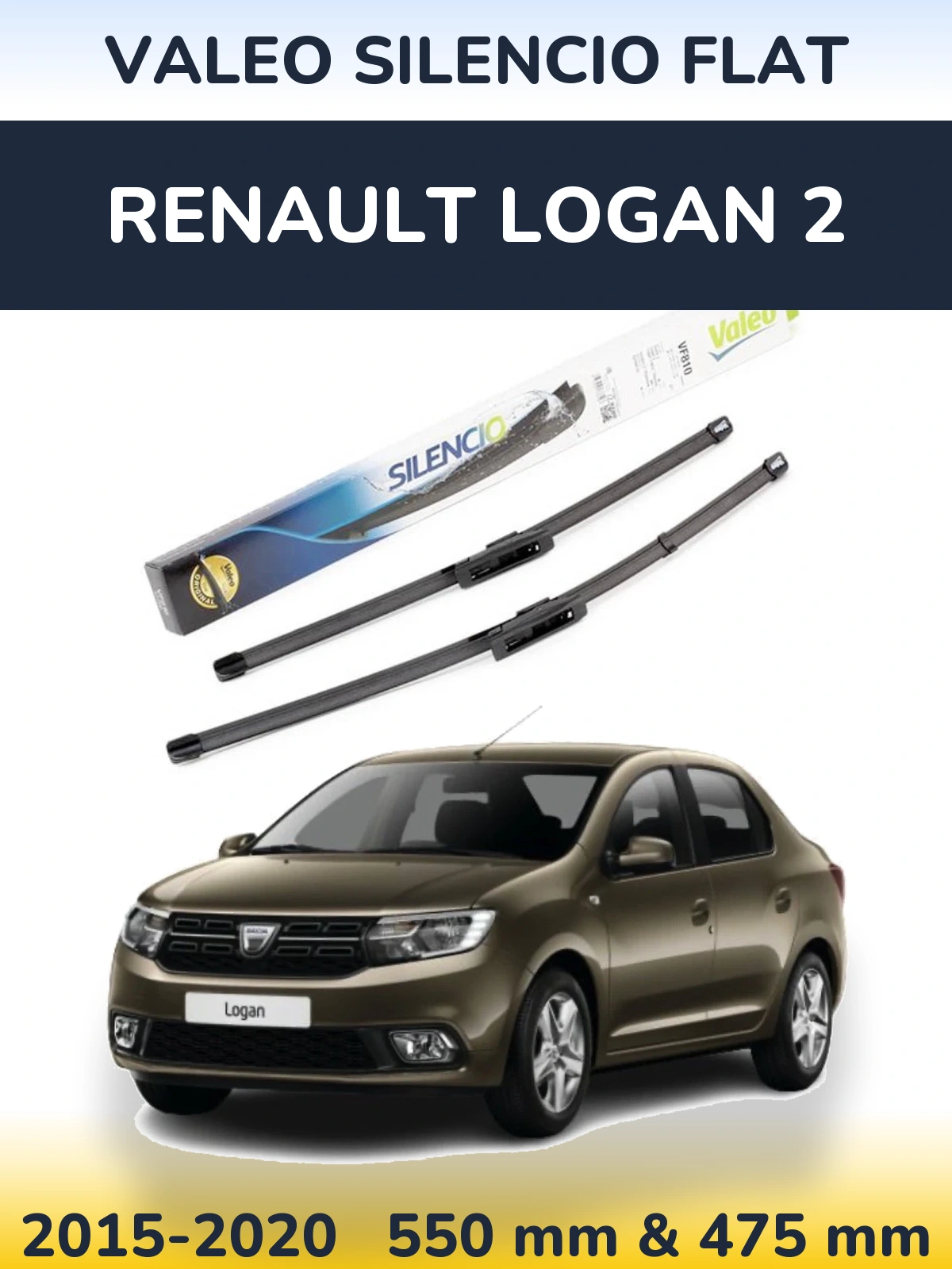 Комплект передних дворников Valeo Silencio Flat 550 & 475 мм для Renault Logan 2 2015-2020