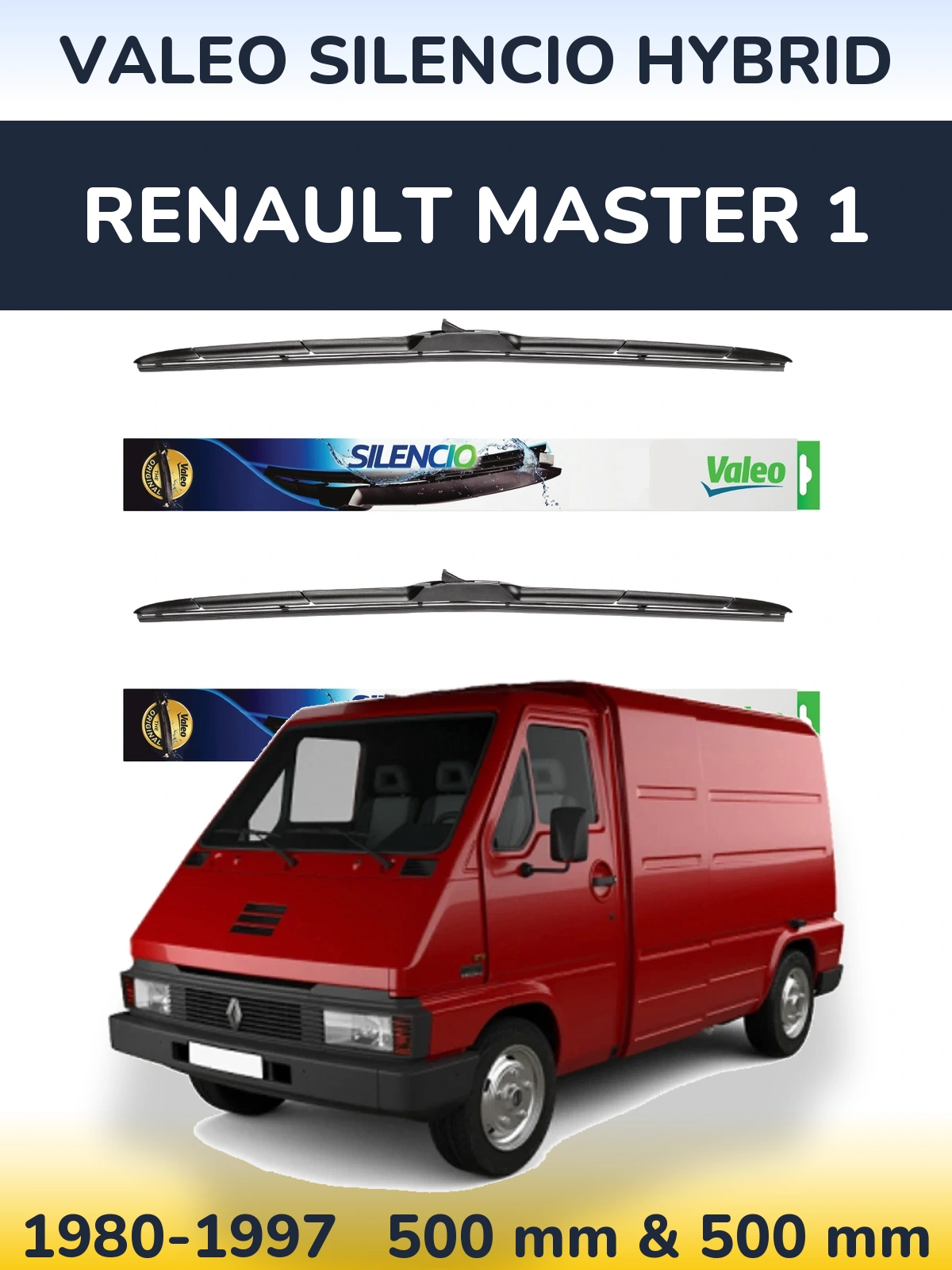 Комплект передніх щіток Valeo Silencio Hybrid 500 & 500 мм для Renault Master 1 1980-1997