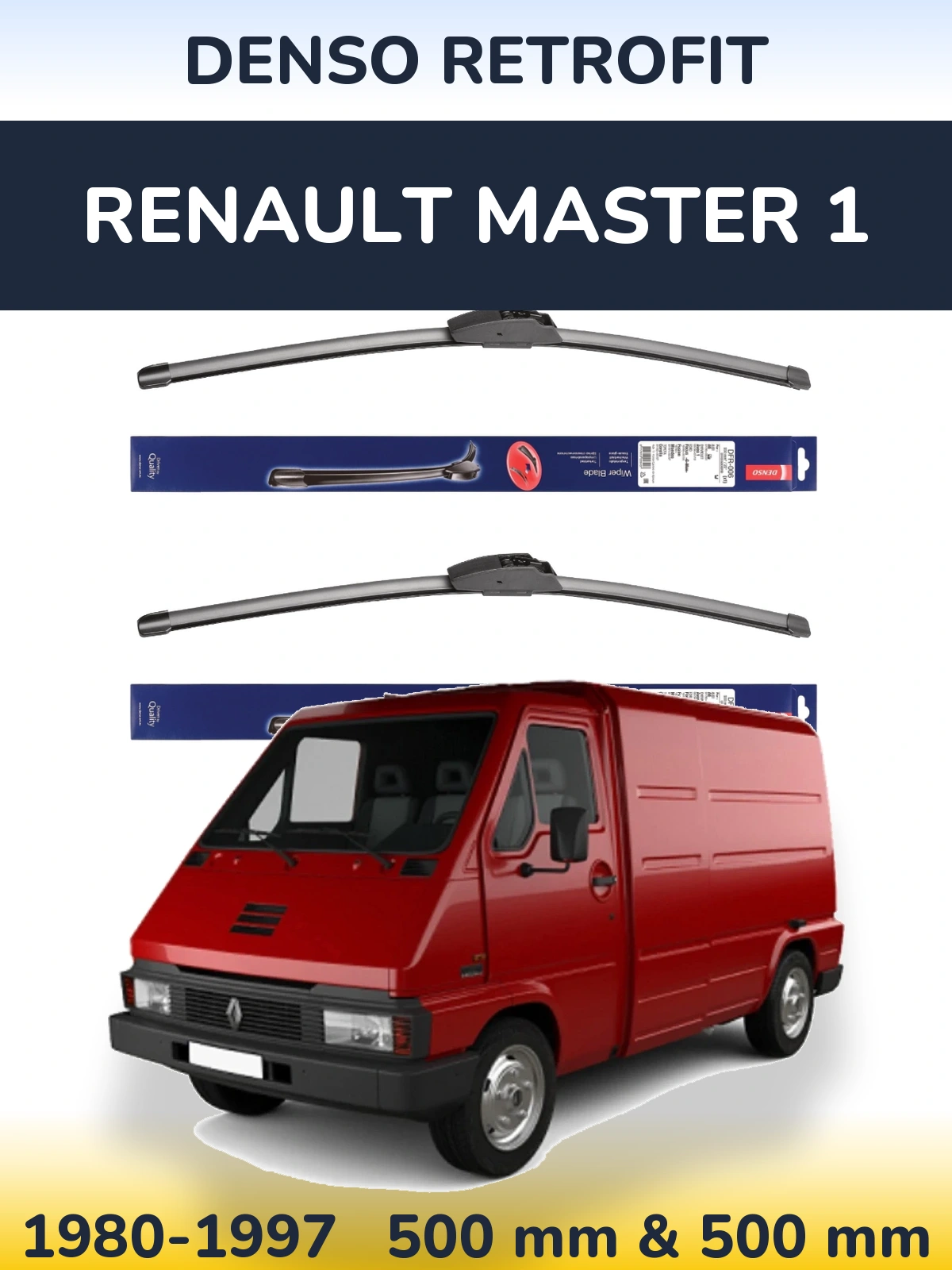 Комплект передніх щіток Denso Retrofit 500 & 500 мм для Renault Master 1 1980-1997