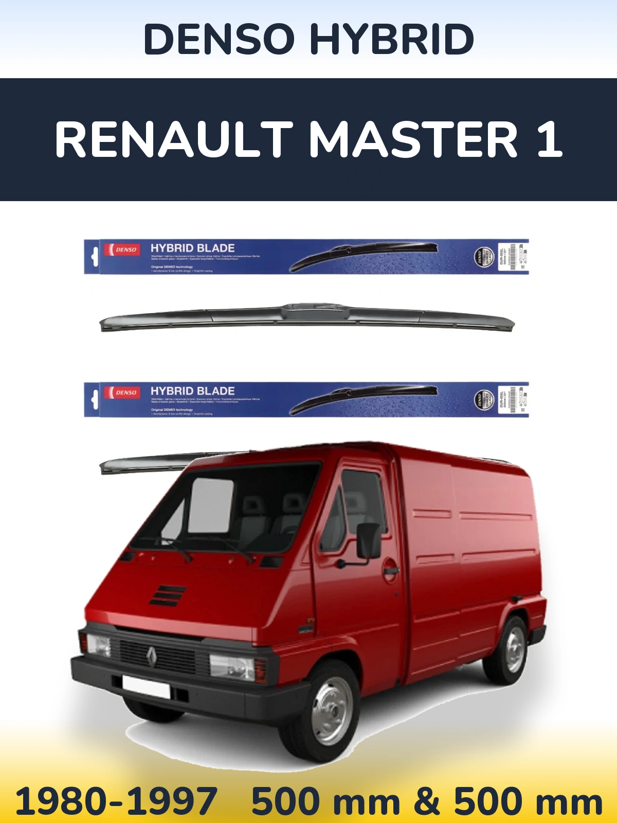 Komplet przednich wycieraczek Denso Hybrid 500 & 500 mm do Renault Master 1 1980-1997