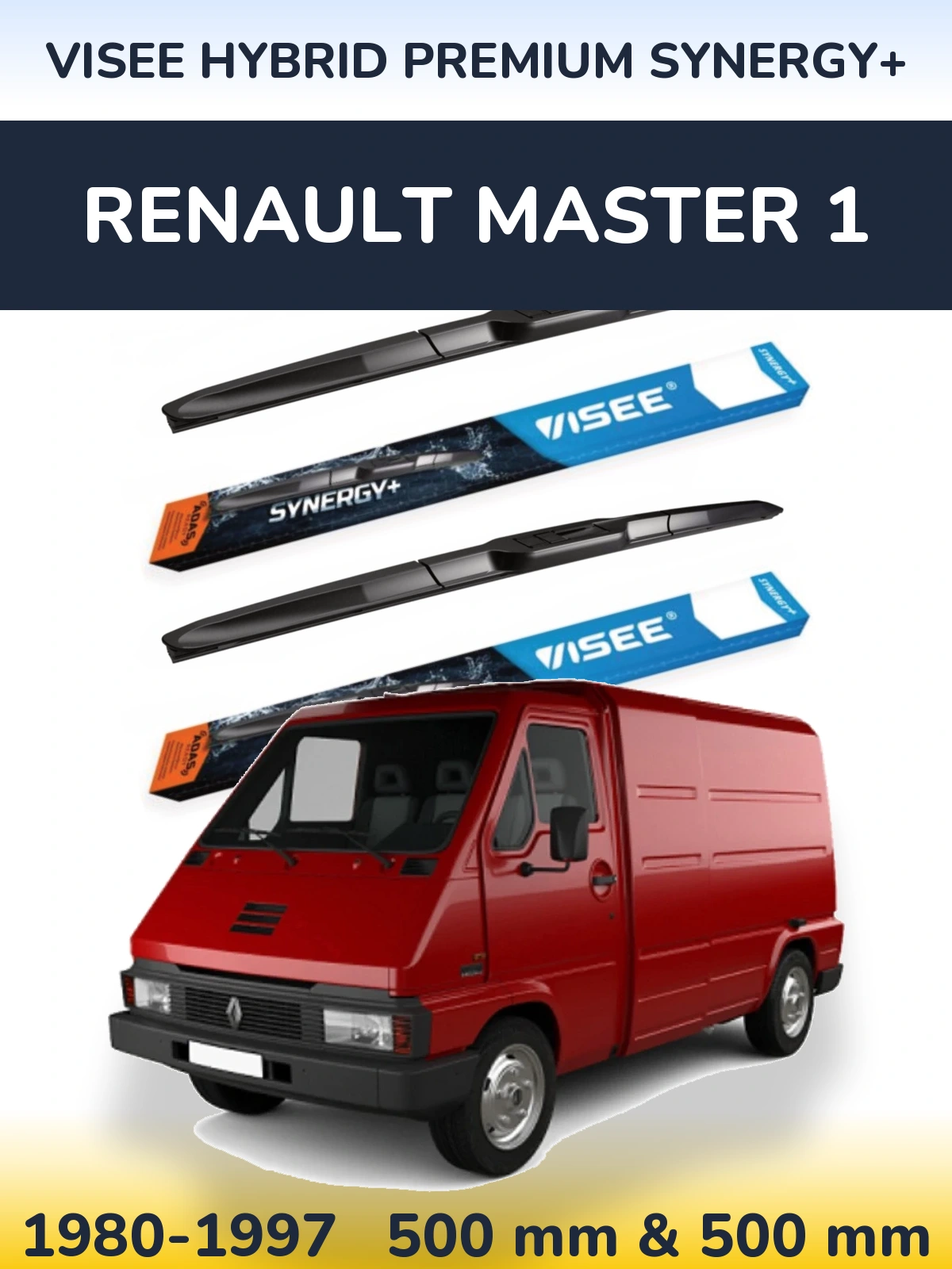Комплект передніх щіток VISEE HYBRID PREMIUM SYNERGY+ 500 & 500 мм для Renault Master 1 1980-1997