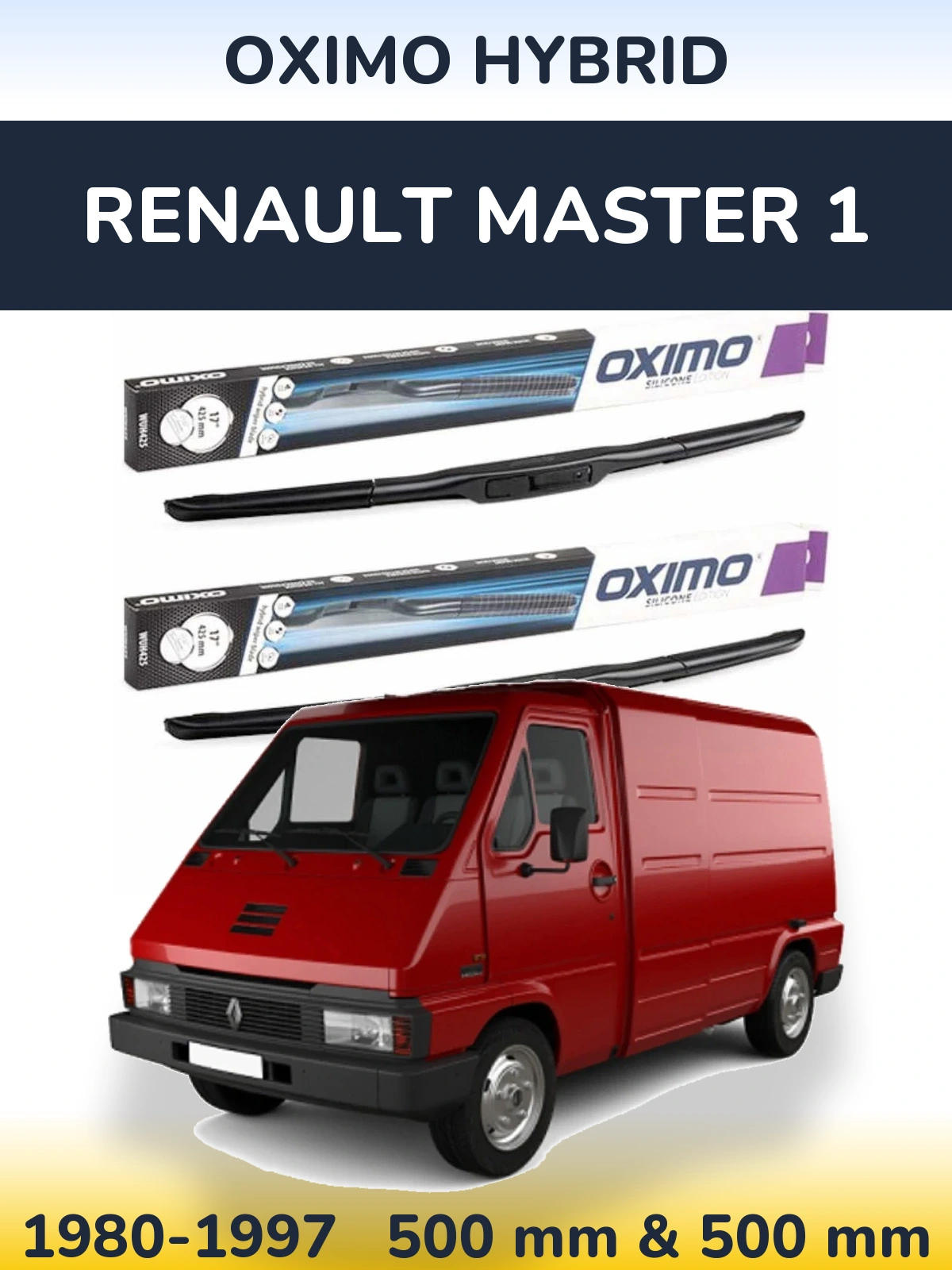 Комплект передних дворников Oximo Hybrid 500 & 500 мм для Renault Master 1 1980-1997