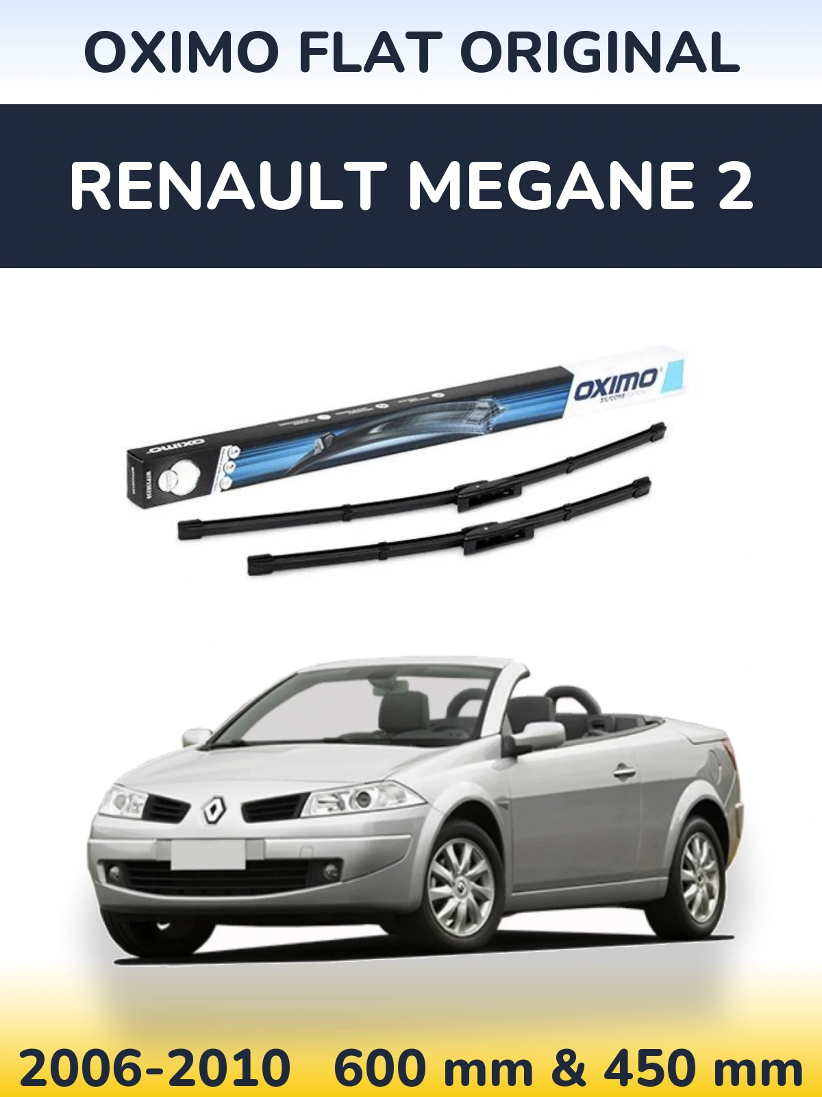 Комплект передних дворников Oximo Flat Original 600 & 450 мм для Renault Megane 2 2006-2010
