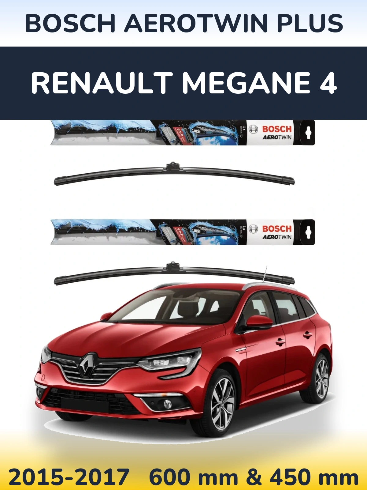 Komplet przednich wycieraczek BOSCH AeroTwin Plus 600 & 450 mm do Renault Megane 4 2015-2017
