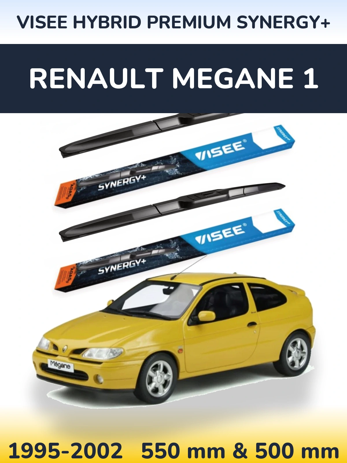 Комплект передних дворников VISEE HYBRID PREMIUM SYNERGY+ 550 & 500 мм для Renault Megane 1 1995-2002