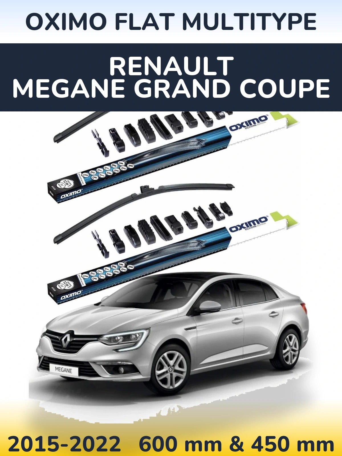 Komplet przednich wycieraczek Oximo Flat MultiType 600 & 450 mm do Renault Megane Grand Coupe 2015-2022