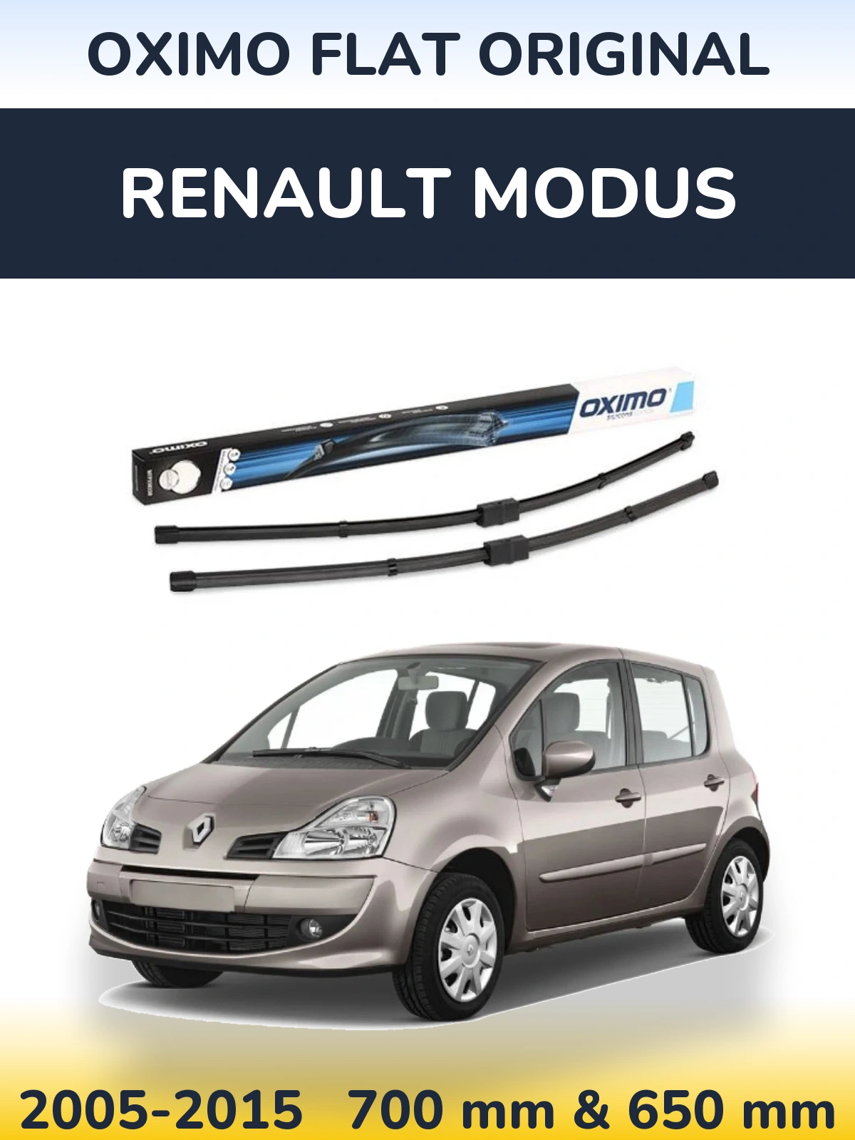 Front wiper blade set Oximo Flat Original 700 & 650 mm for Renault Modus 2005-2015