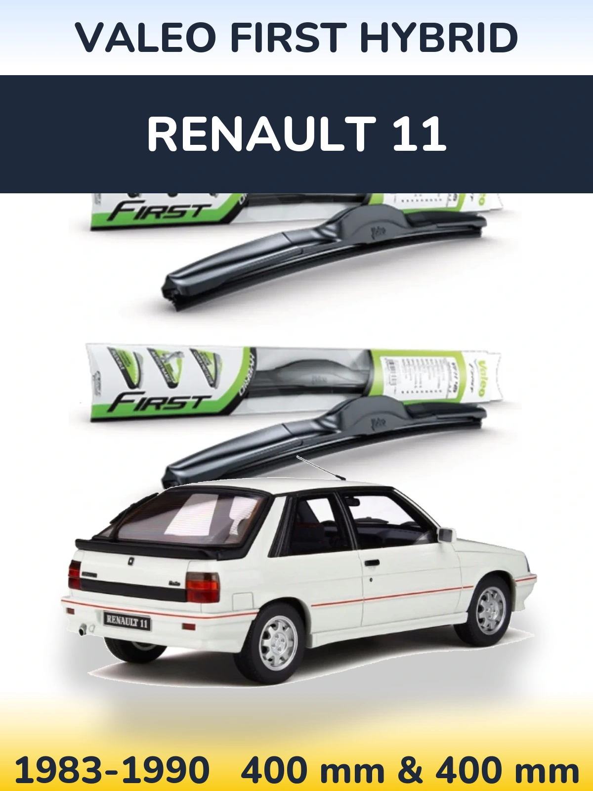 Komplet przednich wycieraczek Valeo First Hybrid 400 & 400 mm do Renault 11 1983-1990