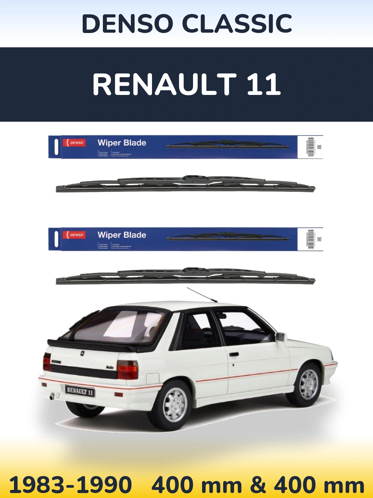 Комплект передних дворников Denso Classic 400 & 400 мм для Renault 11 1983-1990