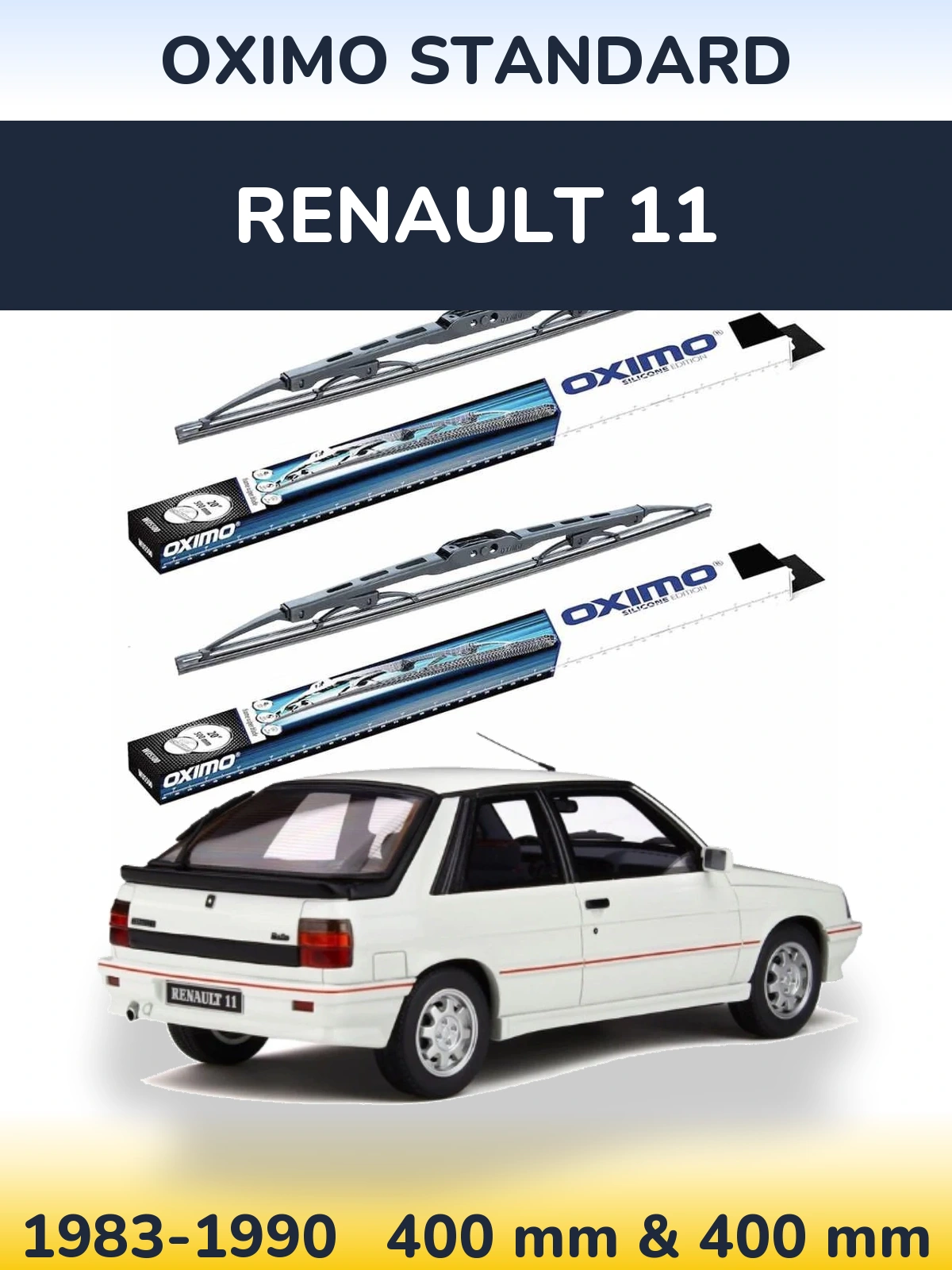 Front wiper blade set Oximo Standard 400 & 400 mm for Renault 11 1983-1990
