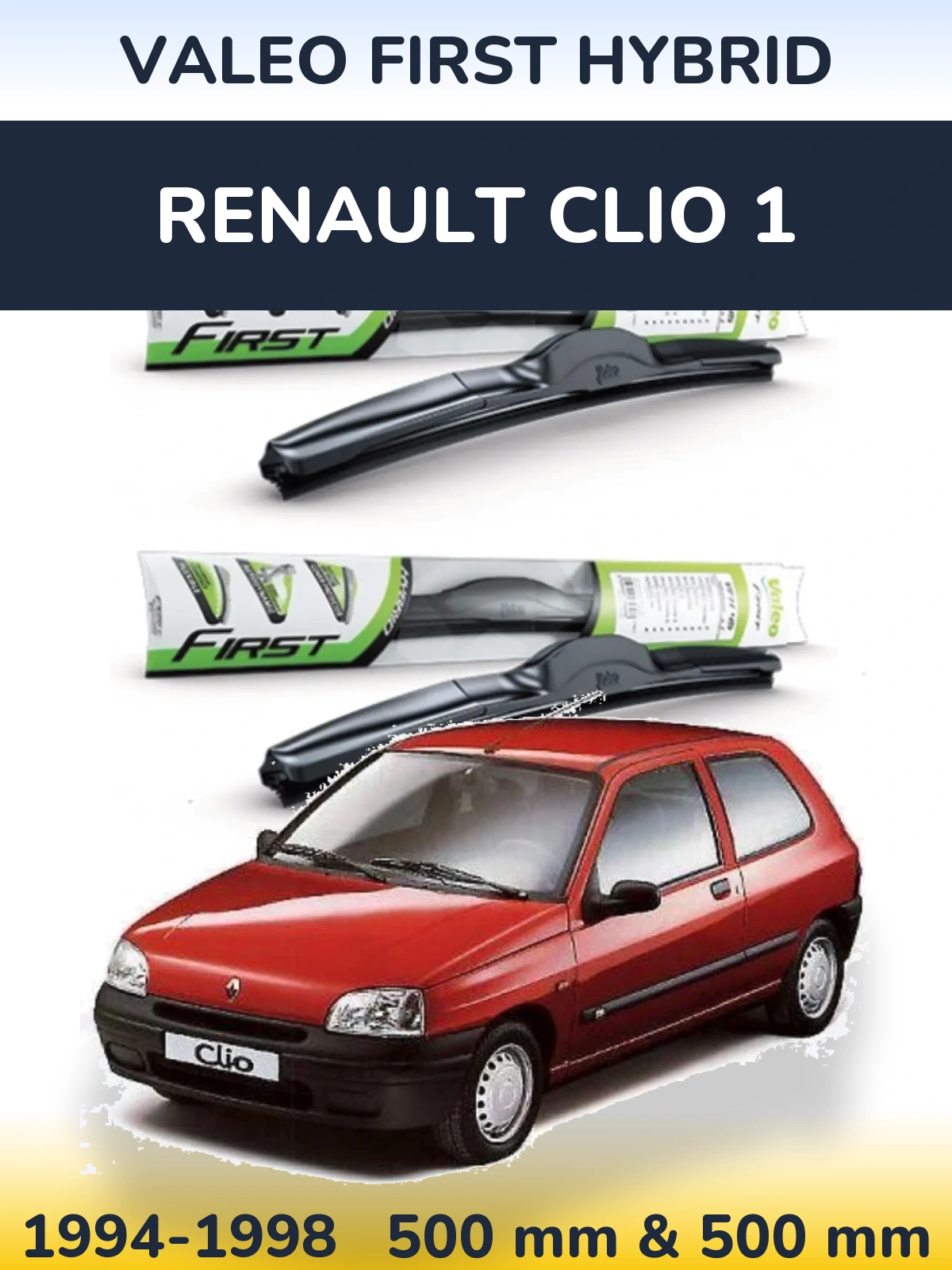Komplet przednich wycieraczek Valeo First Hybrid 500 & 500 mm do Renault Clio 1 1994-1998