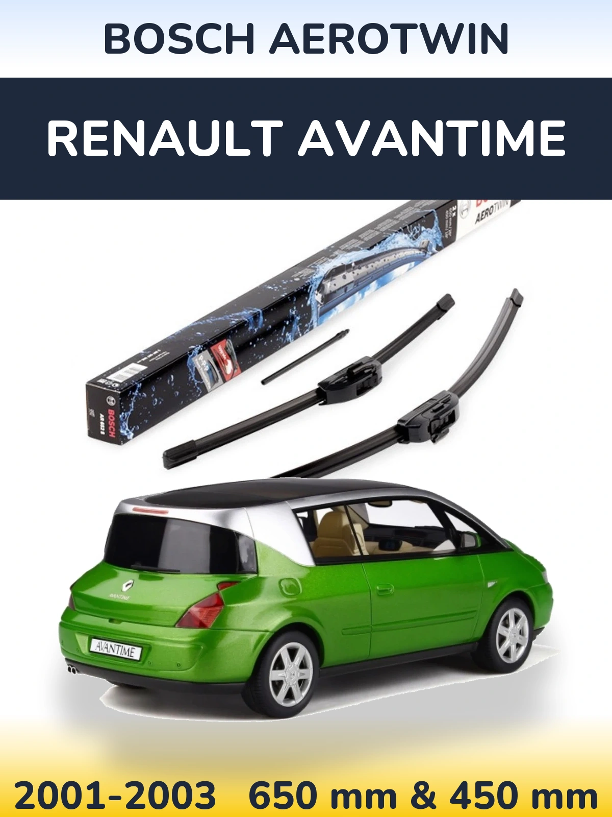 Комплект передних дворников BOSCH AeroTwin 650 & 450 мм для Renault Avantime 2001-2003
