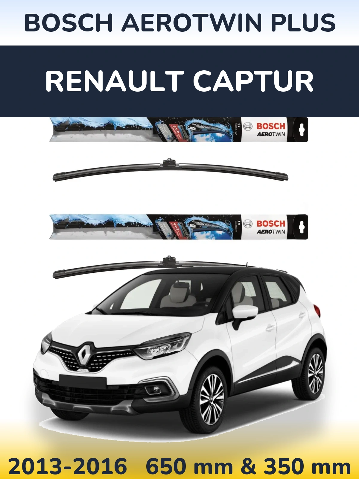 Komplet przednich wycieraczek BOSCH AeroTwin Plus 650 & 350 mm do Renault Captur 2013-2016
