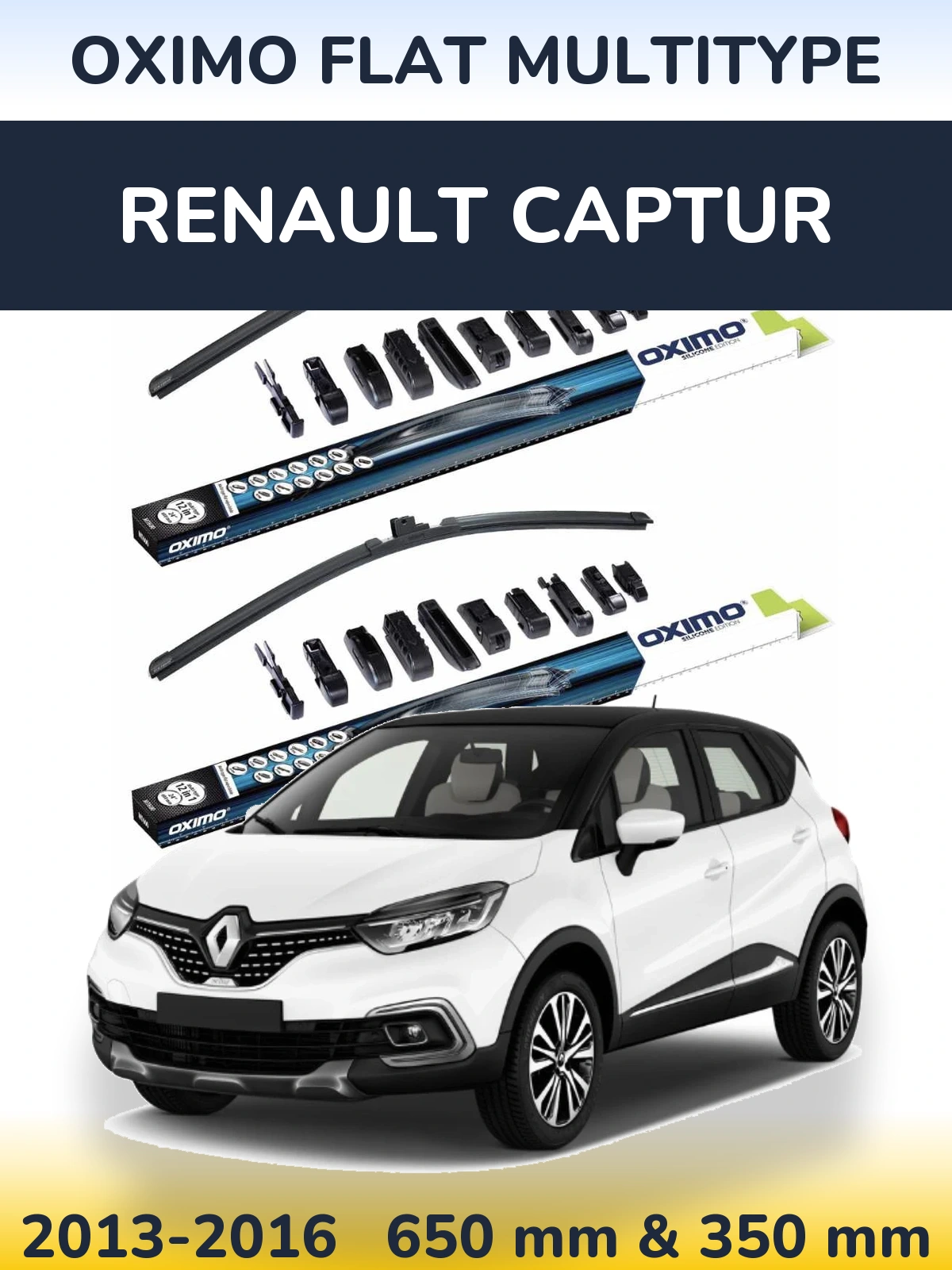 Komplet przednich wycieraczek Oximo Flat MultiType 650 & 350 mm do Renault Captur 2013-2016