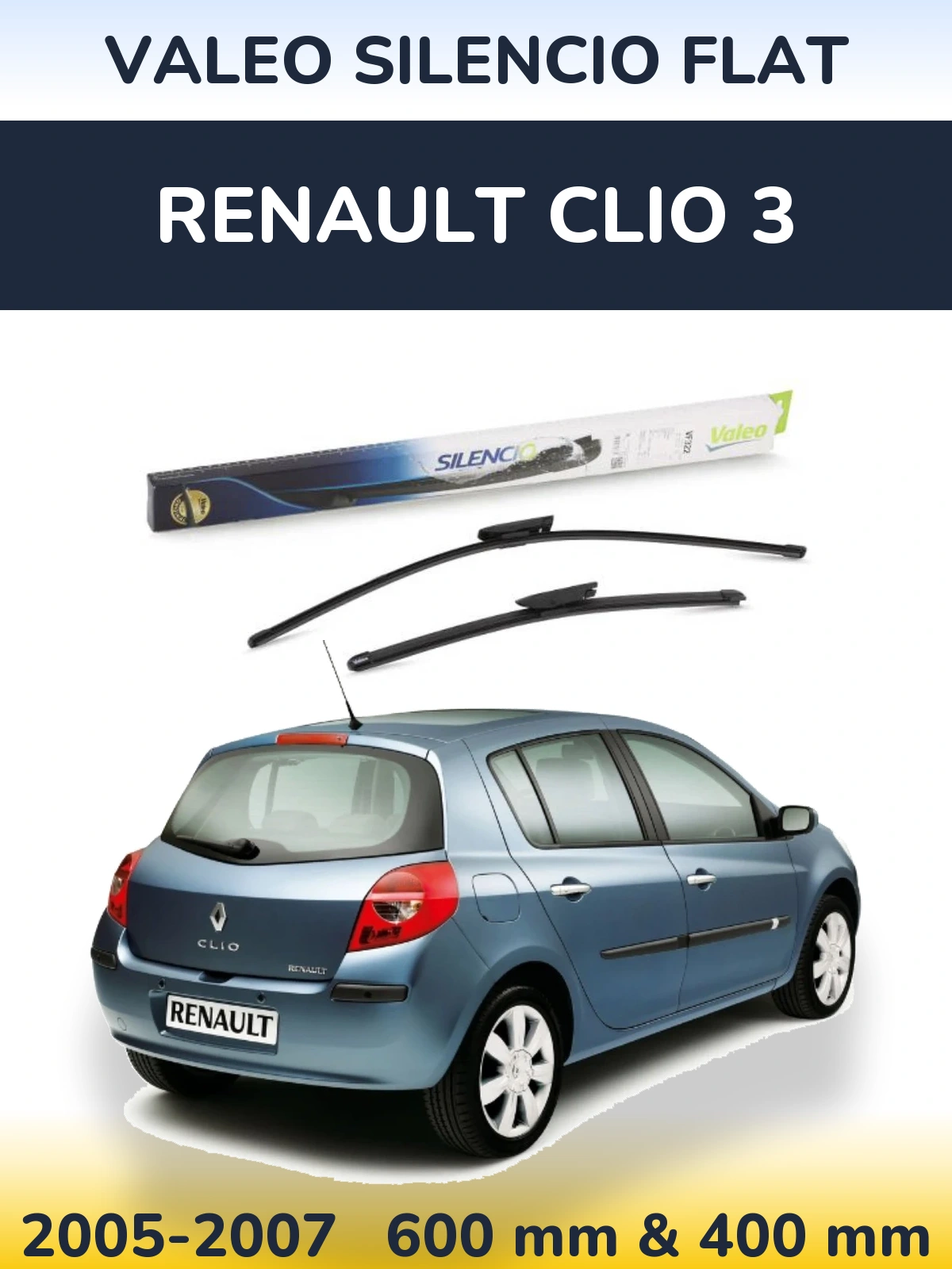 Комплект передних дворников Valeo Silencio Flat 600 & 400 мм для Renault Clio 3 2005-2007