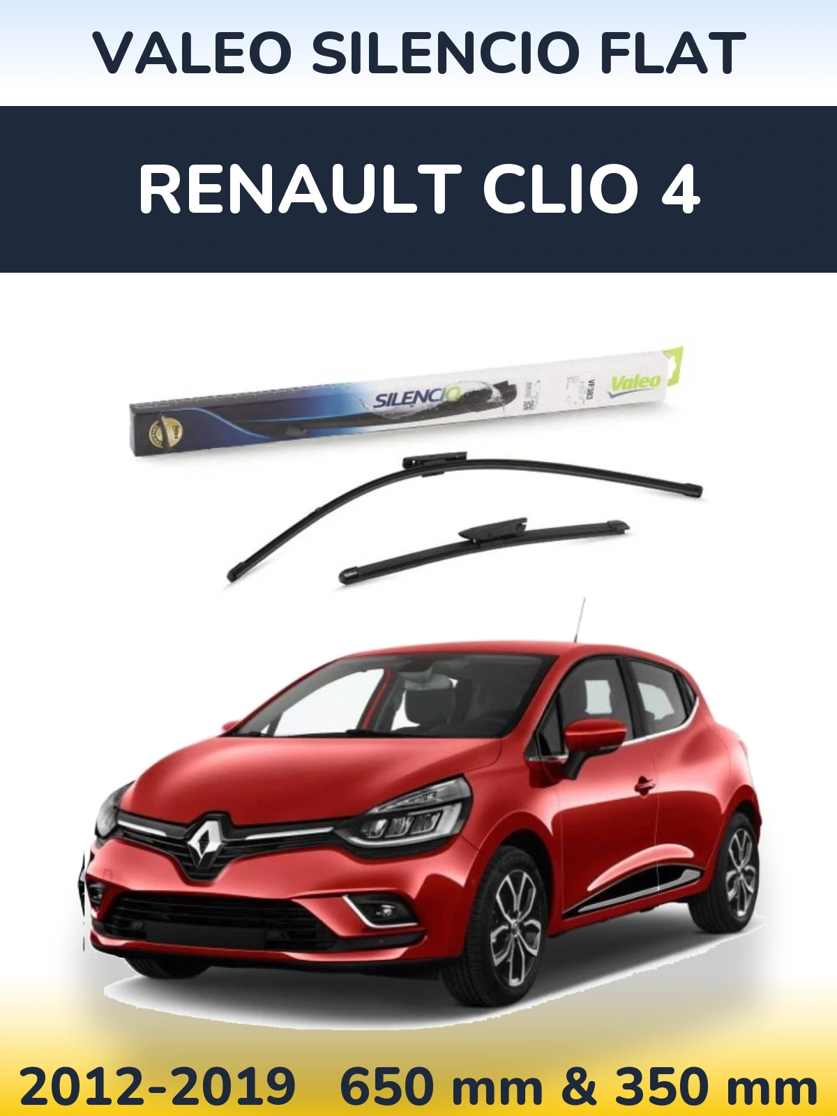 Комплект передних дворников Valeo Silencio Flat 650 & 350 мм для Renault Clio 4 2012-2019