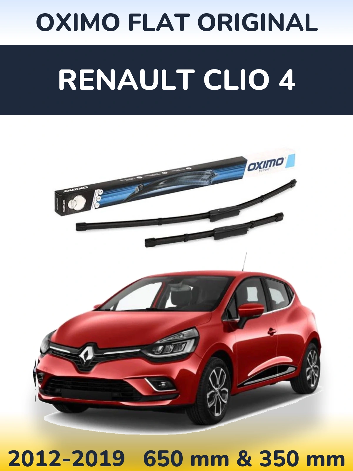 Комплект передних дворников Oximo Flat Original 650 & 350 мм для Renault Clio 4 2012-2019