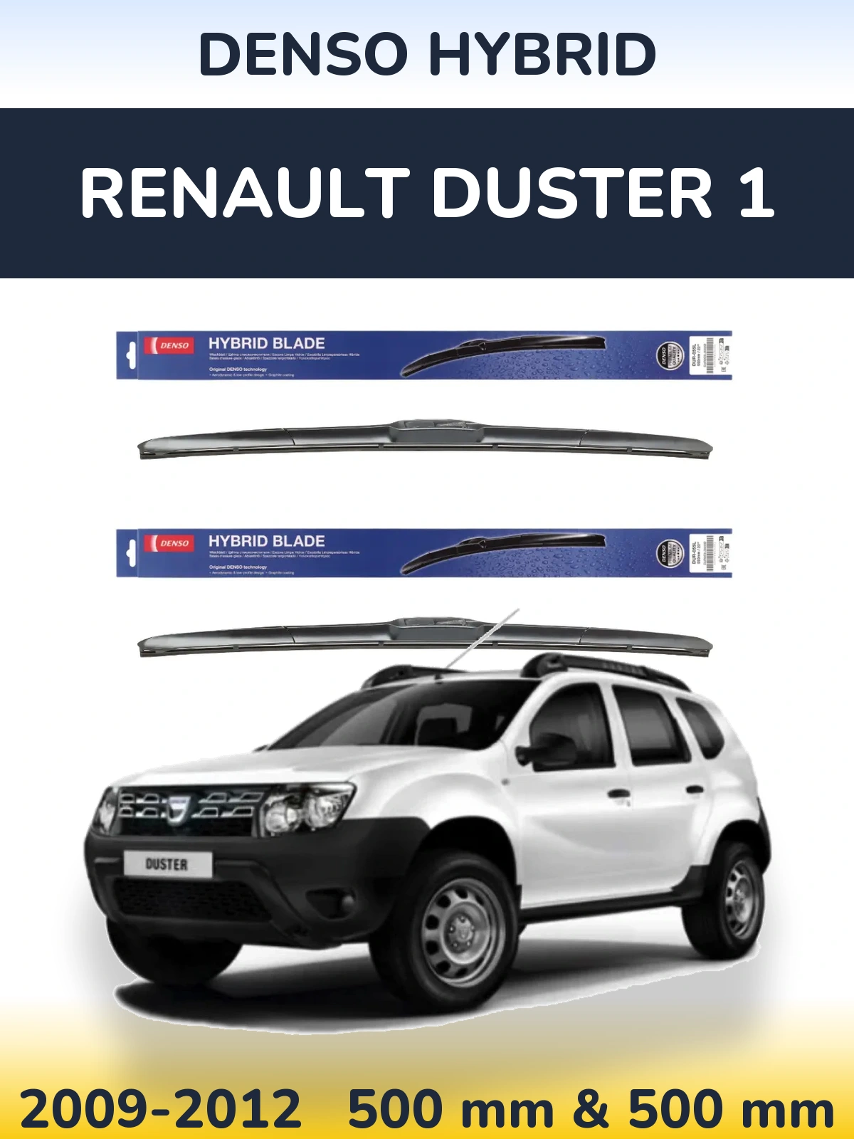 Komplet przednich wycieraczek Denso Hybrid 500 & 500 mm do Renault Duster 1 2009-2012