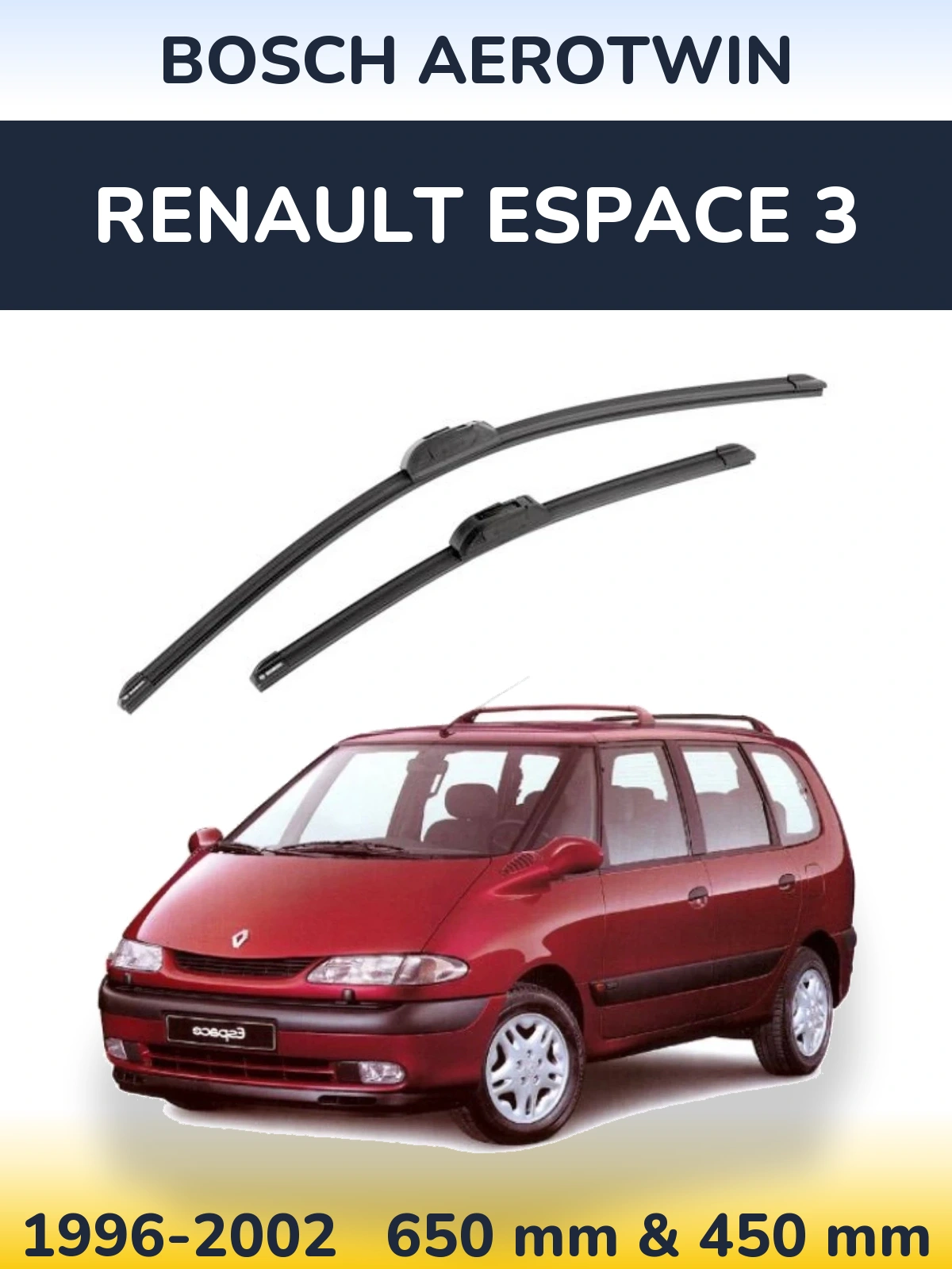 Комплект передніх щіток BOSCH AeroTwin 650 & 450 мм для Renault Espace 3 1996-2002