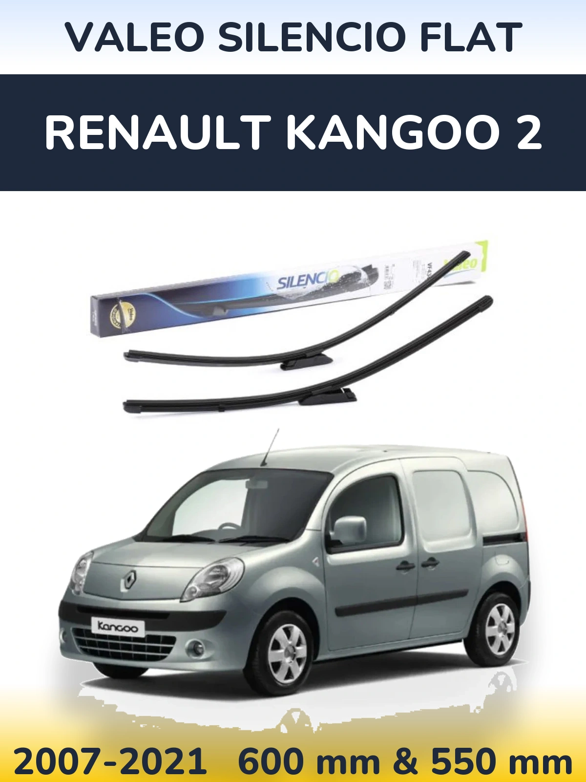 Komplet przednich wycieraczek Valeo Silencio Flat 580 & 530 mm do Renault Kangoo 2 2007-2021