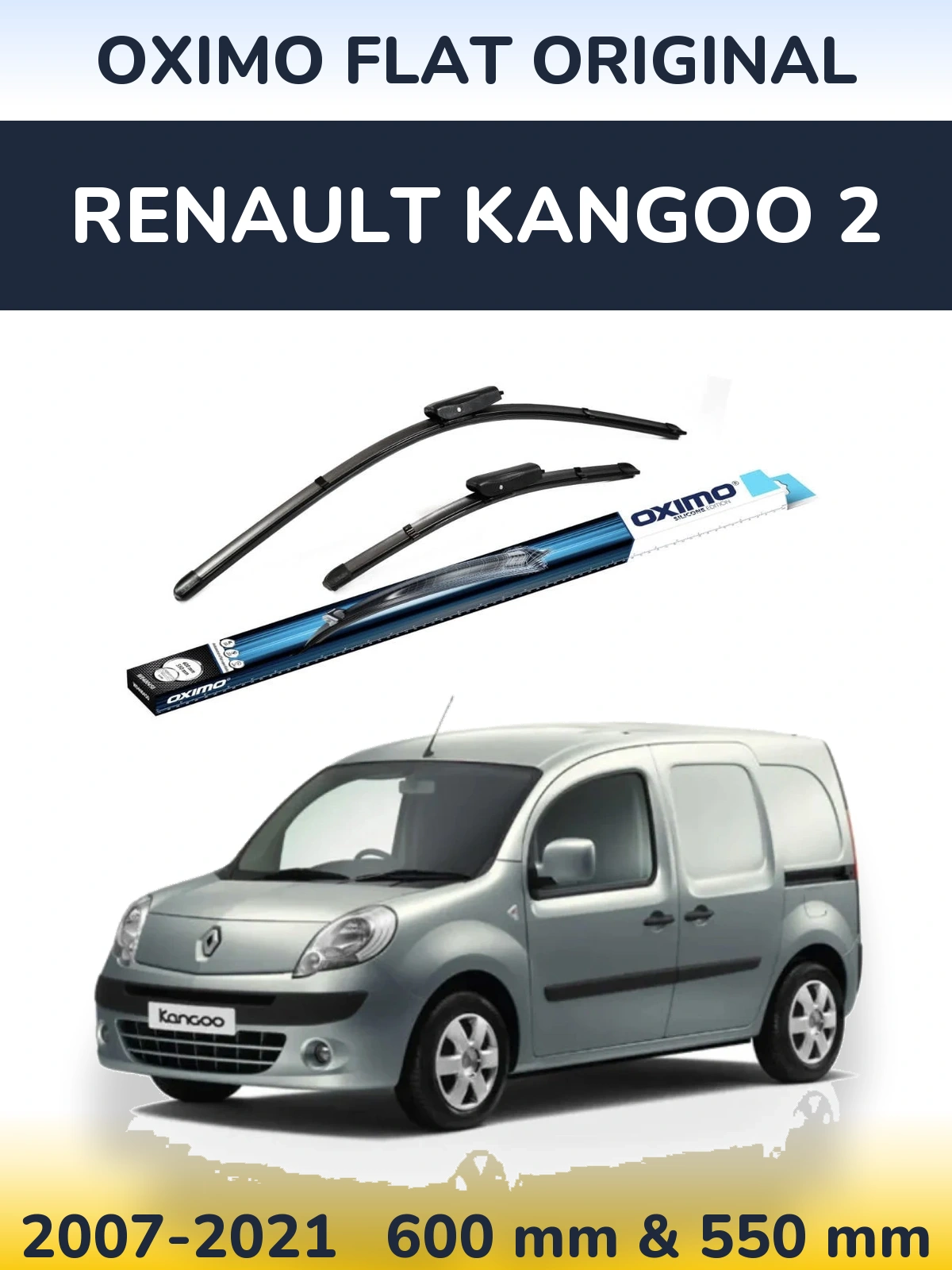 Komplet przednich wycieraczek Oximo Flat Original 600 & 550 mm do Renault Kangoo 2 2007-2021