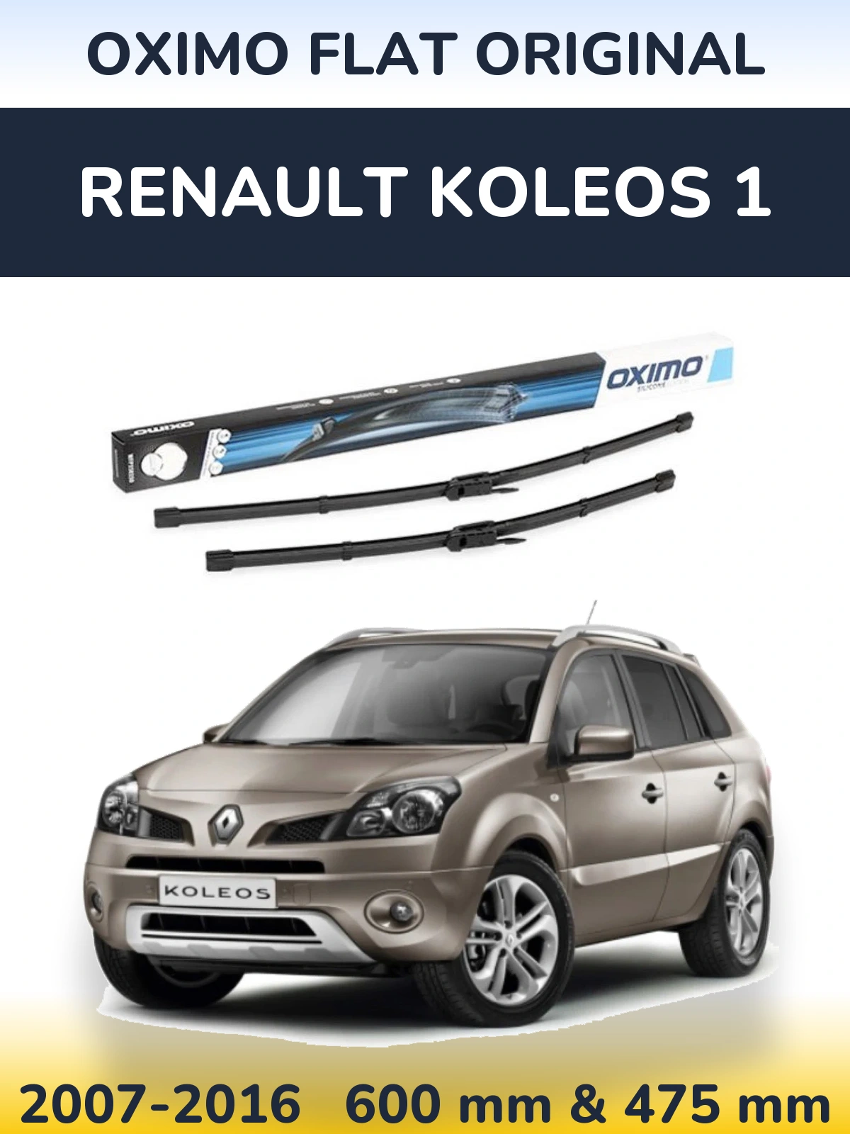Komplet przednich wycieraczek Oximo Flat Original 600 & 475 mm do Renault Koleos 1 2007-2016