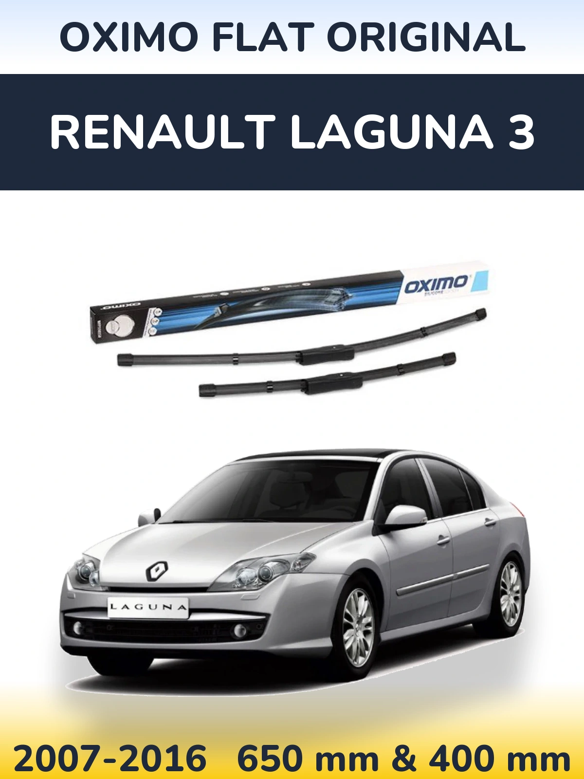 Front wiper blade set Oximo Flat Original 650 & 400 mm for Renault Laguna 3 2007-2016