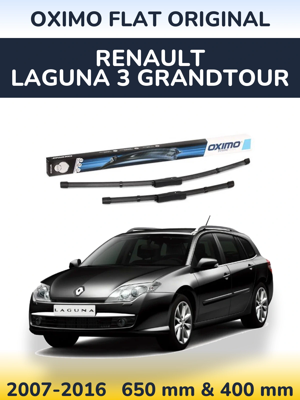 Комплект передних дворников Oximo Flat Original 650 & 400 мм для Renault Laguna 3 Grandtour 2007-2016