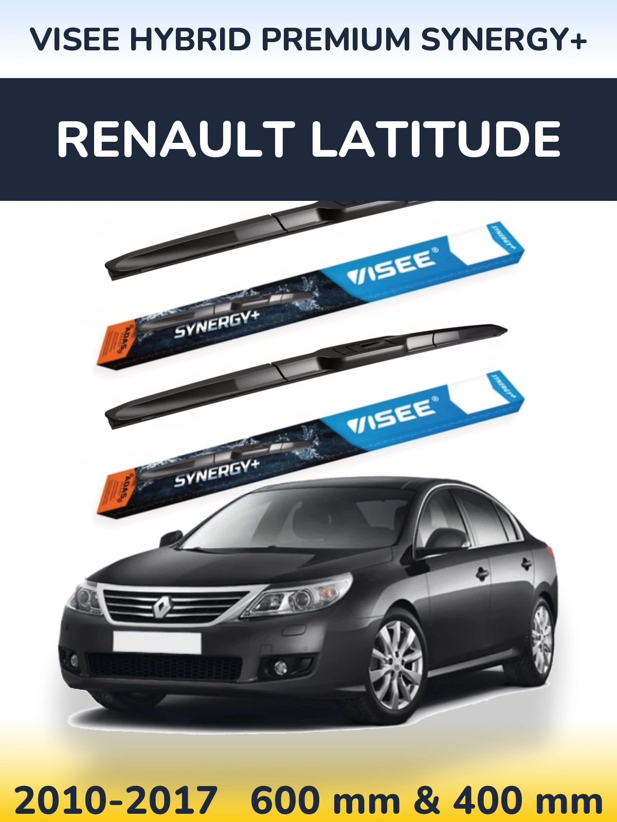 Komplet przednich wycieraczek VISEE HYBRID PREMIUM SYNERGY+ 600 & 400 mm do Renault Latitude 2010-2017