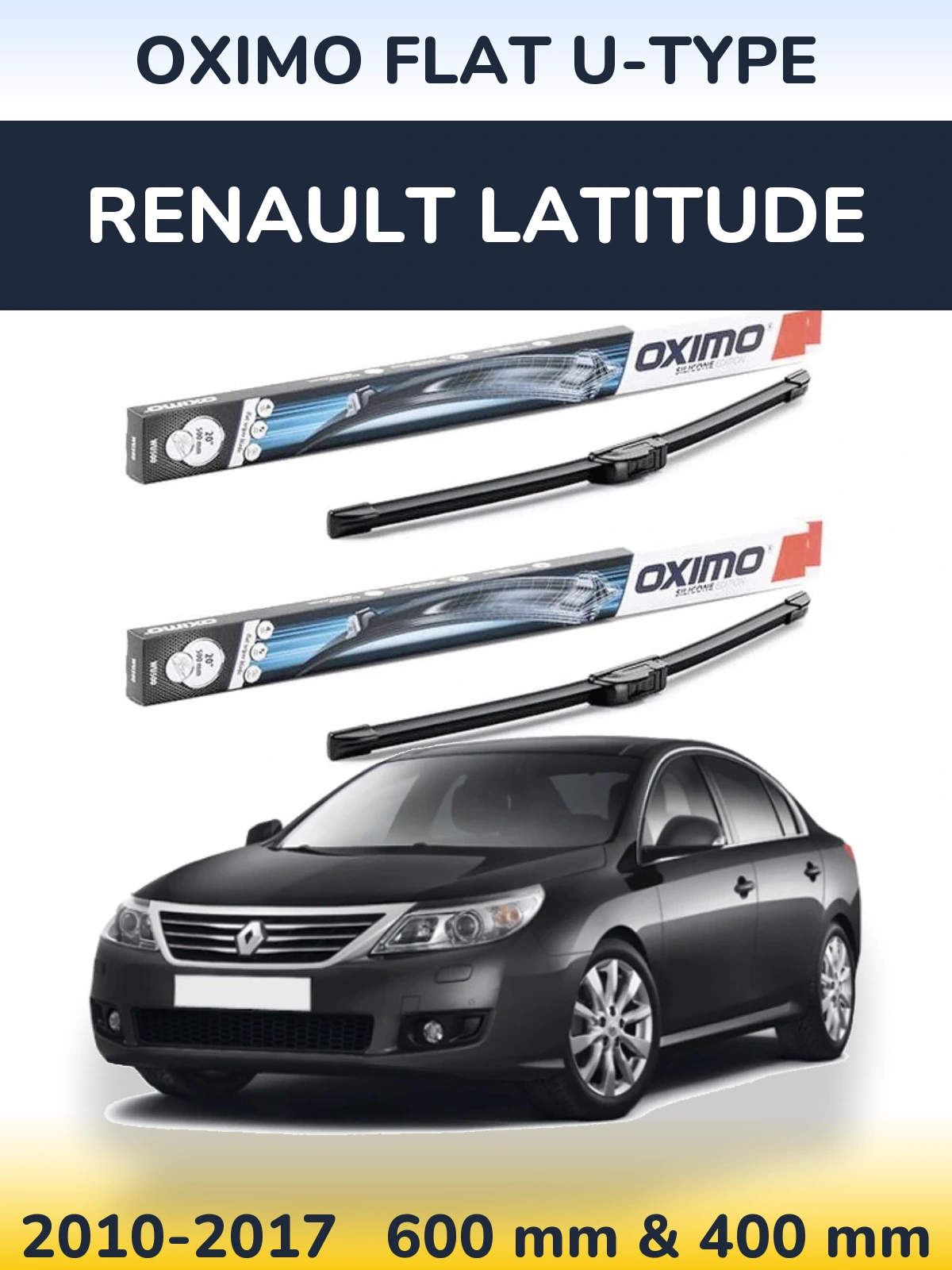 Komplet przednich wycieraczek Oximo Flat U-type 600 & 400 mm do Renault Latitude 2010-2017