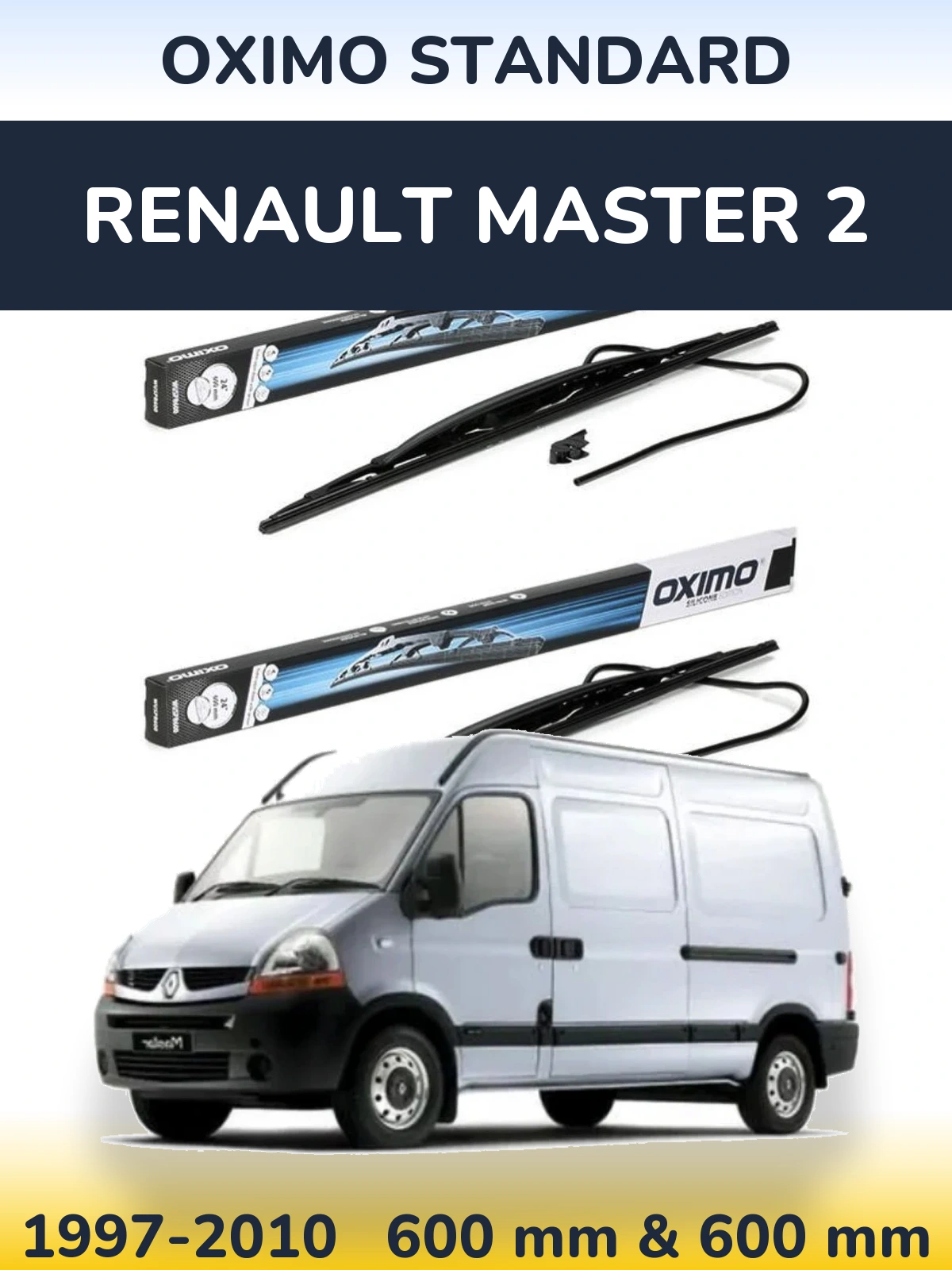 Комплект передних дворников Oximo Standard 600 & 600 мм для Renault Master 2 1997-2010