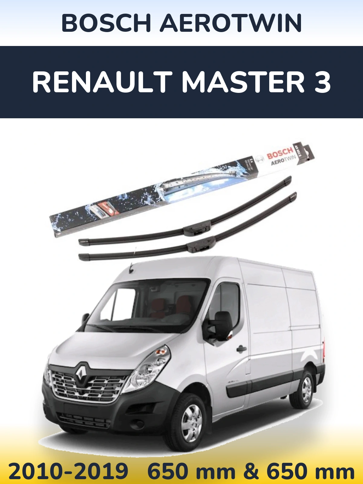 Komplet przednich wycieraczek BOSCH AeroTwin 650 & 650 mm do Renault Master 3 2010-2019