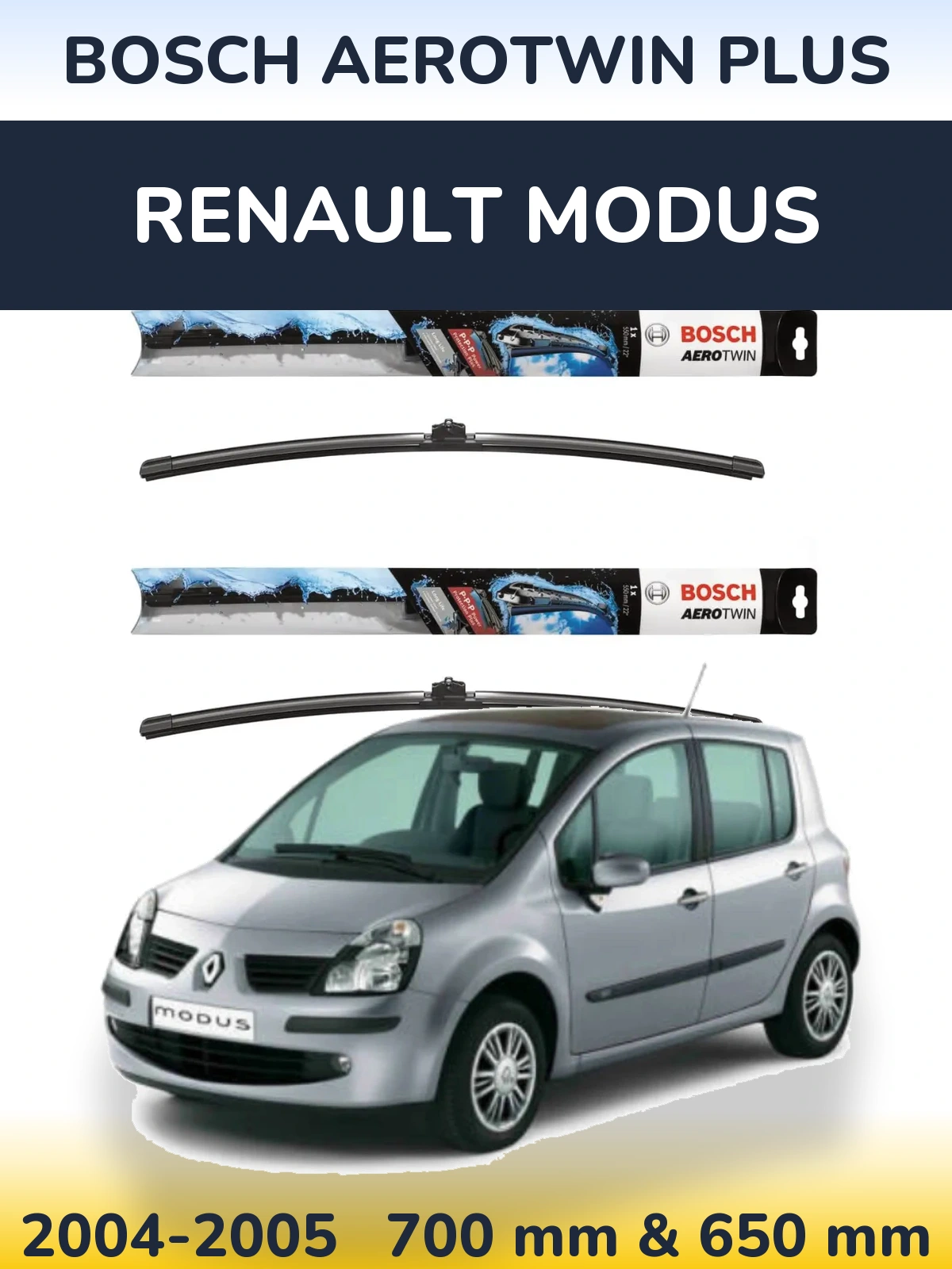 Комплект передних дворников BOSCH AeroTwin Plus 700 & 650 мм для Renault Modus 2004-2005