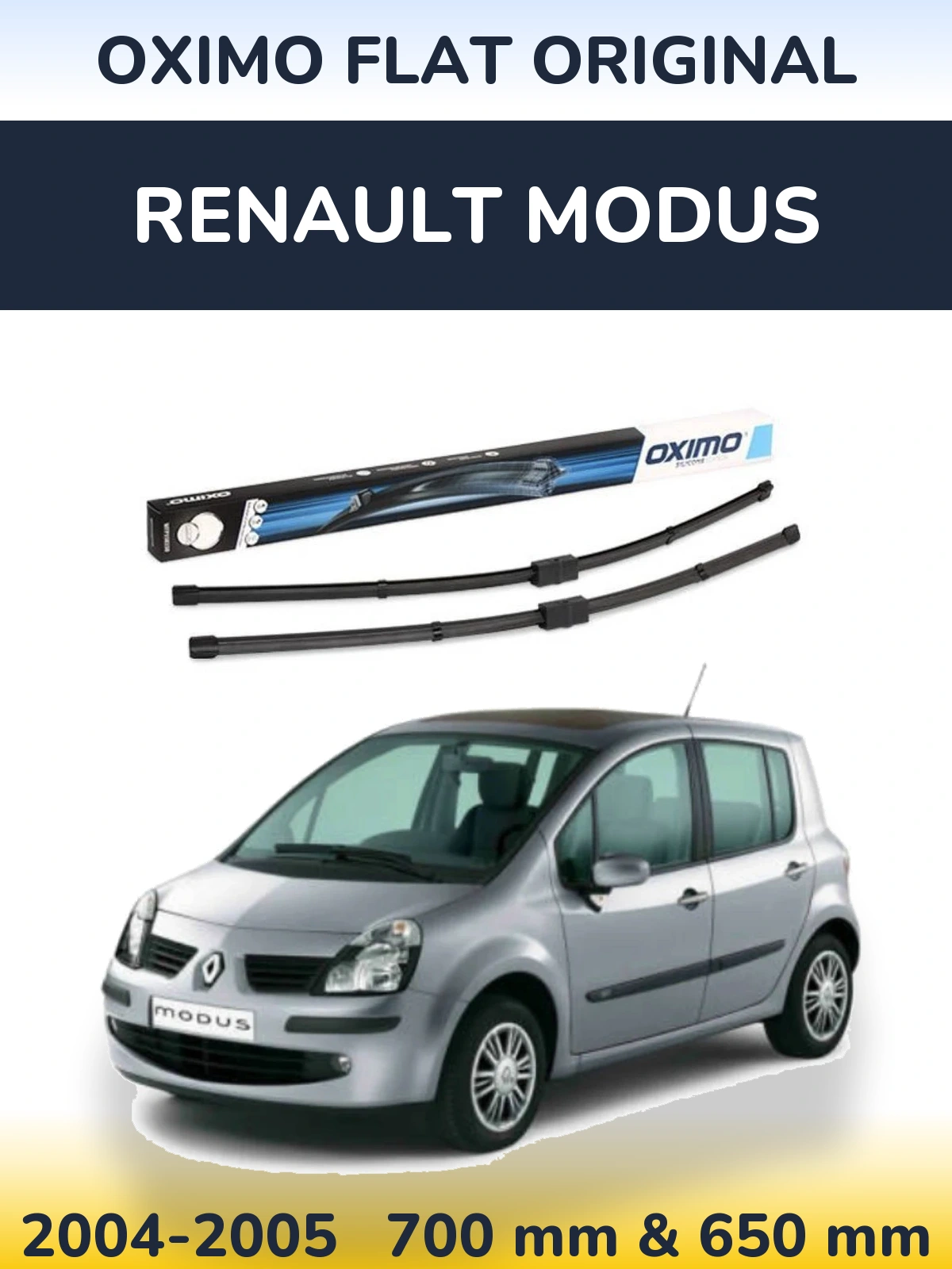 Front wiper blade set Oximo Flat Original 700 & 650 mm for Renault Modus 2004-2005