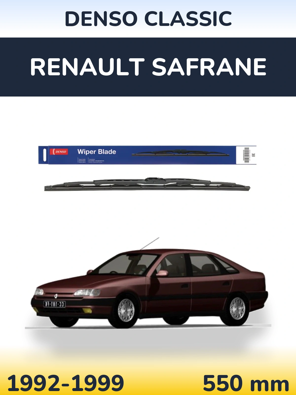 Rear wiper blade Denso Classic 550 mm for Renault Safrane 1992-1999