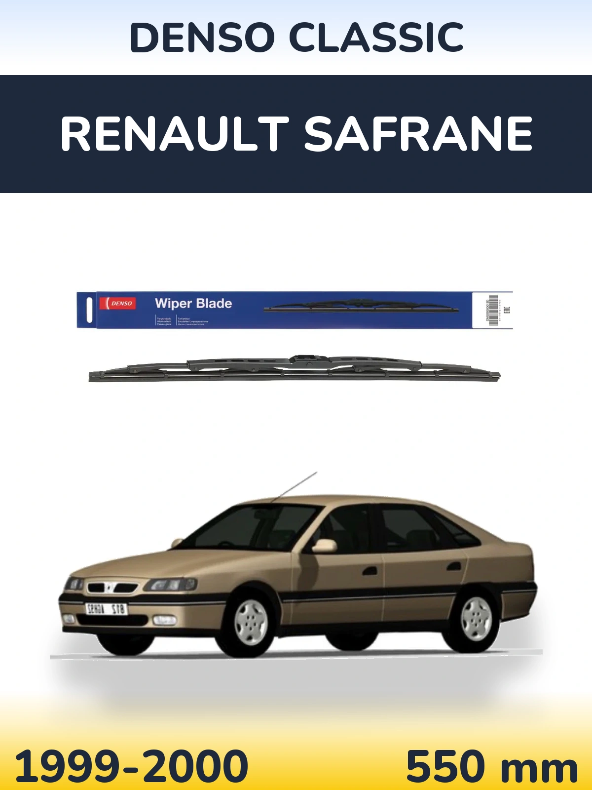 Rear wiper blade Denso Classic 550 mm for Renault Safrane 1999-2000