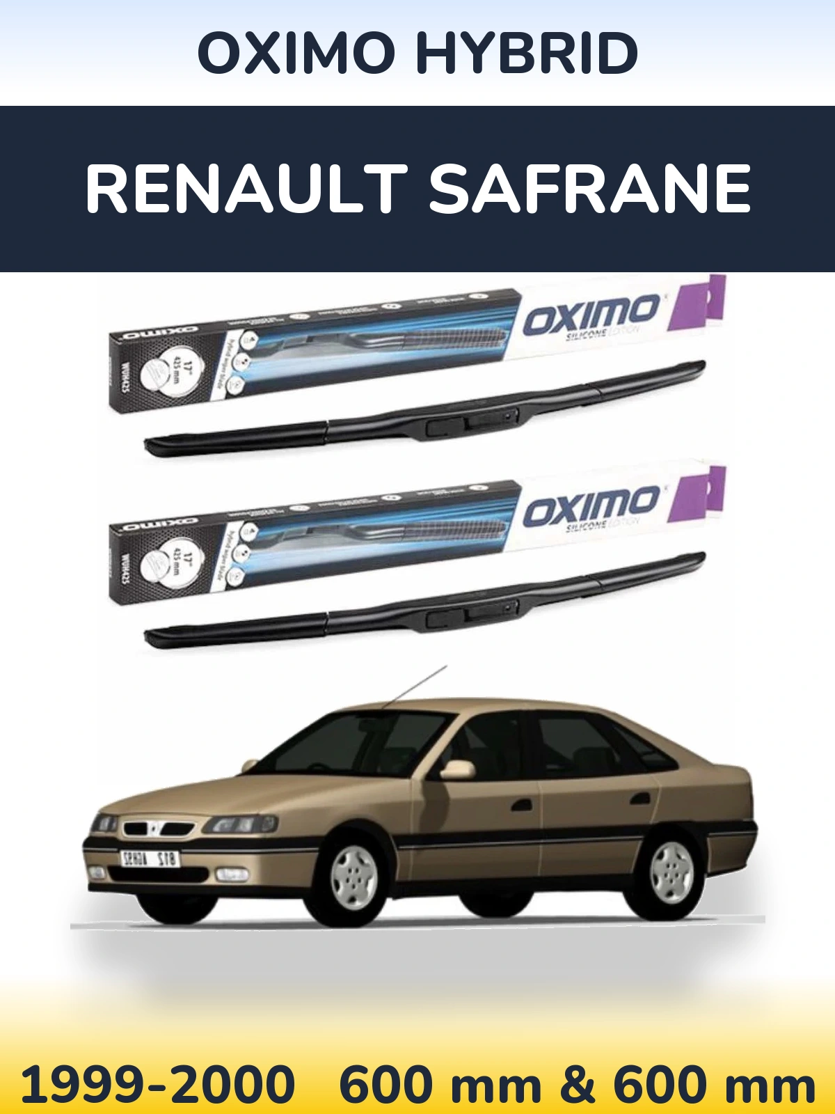 Комплект передних дворников Oximo Hybrid 600 & 600 мм для Renault Safrane 1999-2000