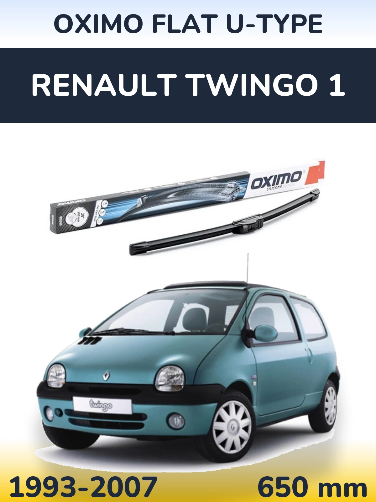 Front wiper blade Oximo Flat U-type 650 mm for Renault Twingo 1 1993-2007