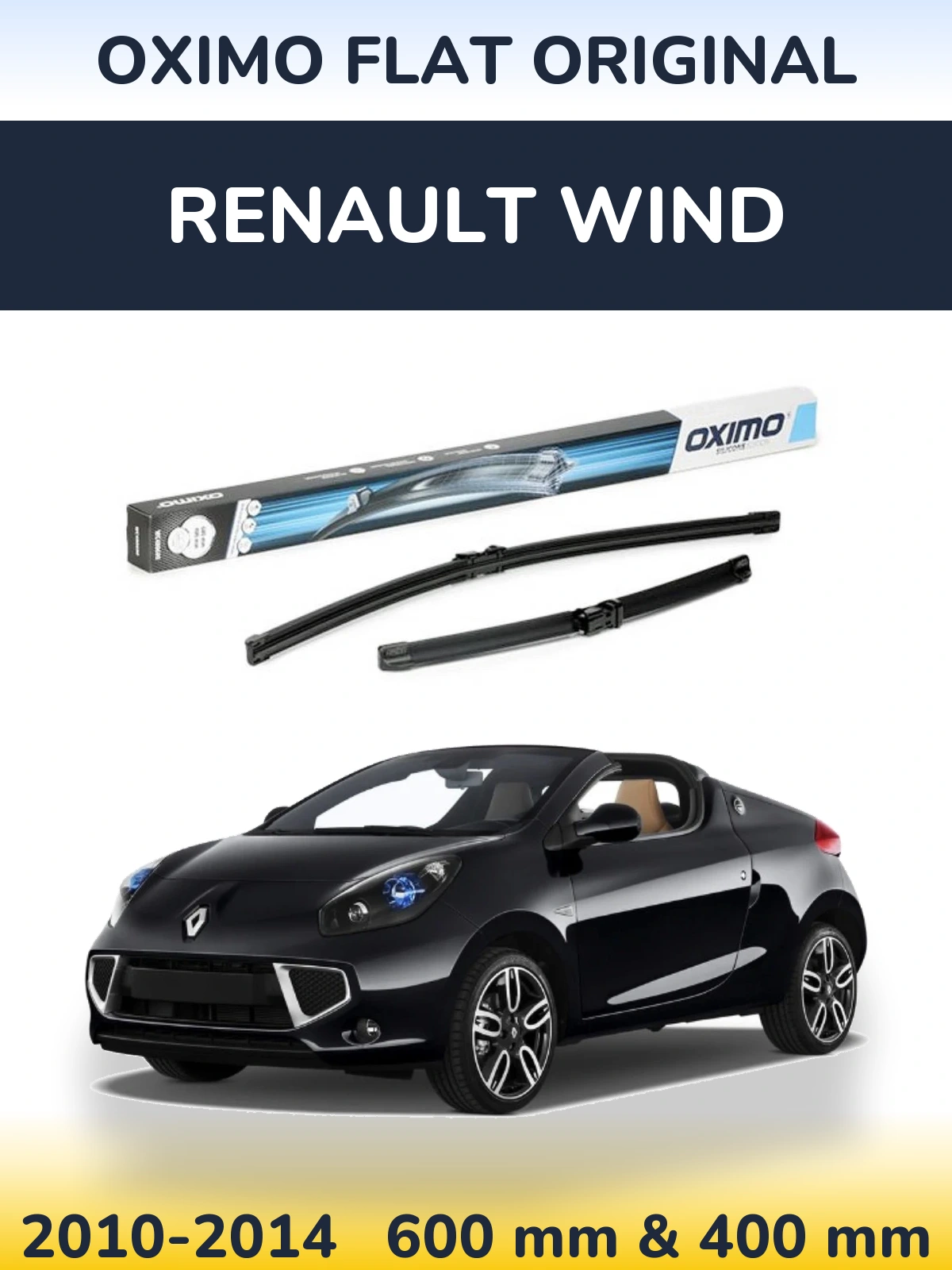 Комплект передніх щіток Oximo Flat Original 600 & 400 мм для Renault Wind 2010-2014
