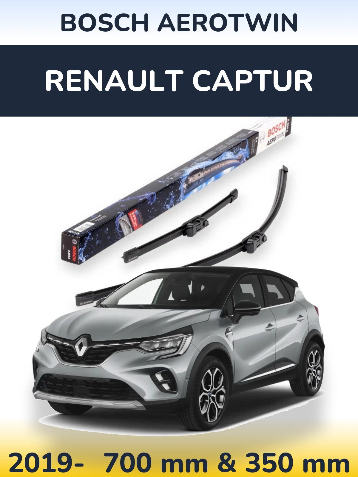 Front wiper blade set BOSCH AeroTwin 700 & 350 mm for Renault Captur 2019-2026
