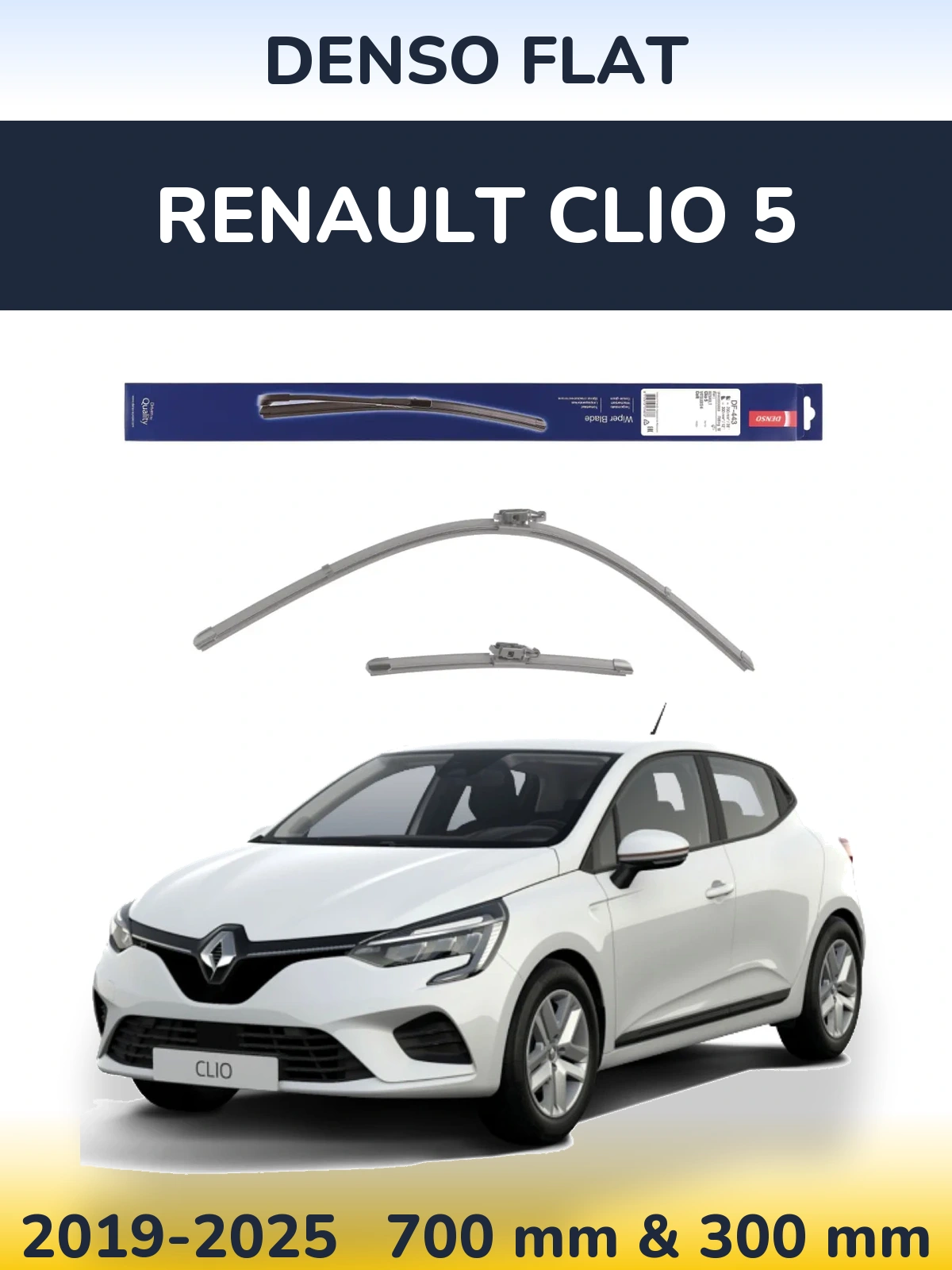 Front wiper blade set Denso Flat 700 & 300 mm for Renault Clio 5 2019-2025