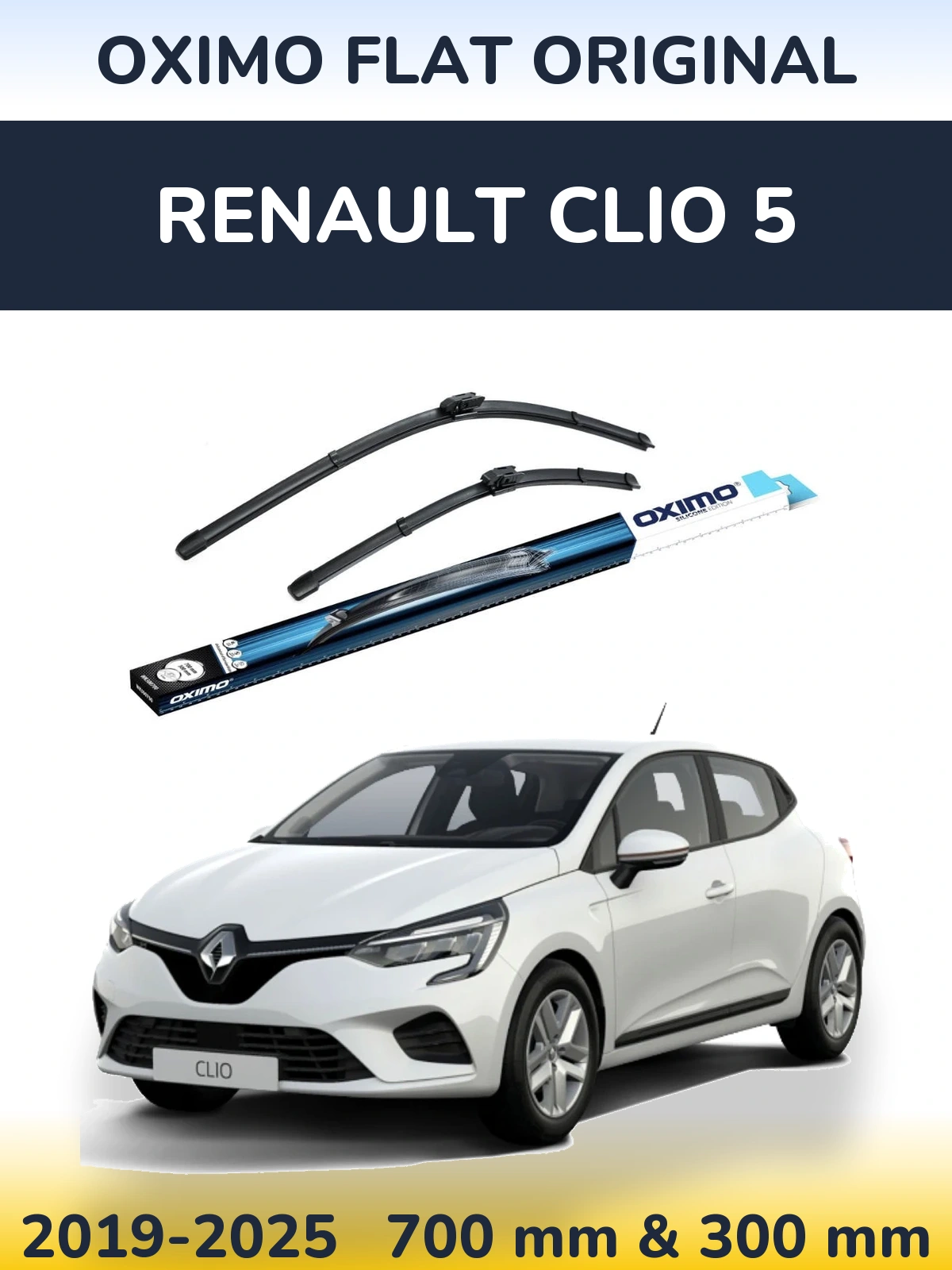 Комплект передних дворников Oximo Flat Original 700 & 300 мм для Renault Clio 5 2019-2025