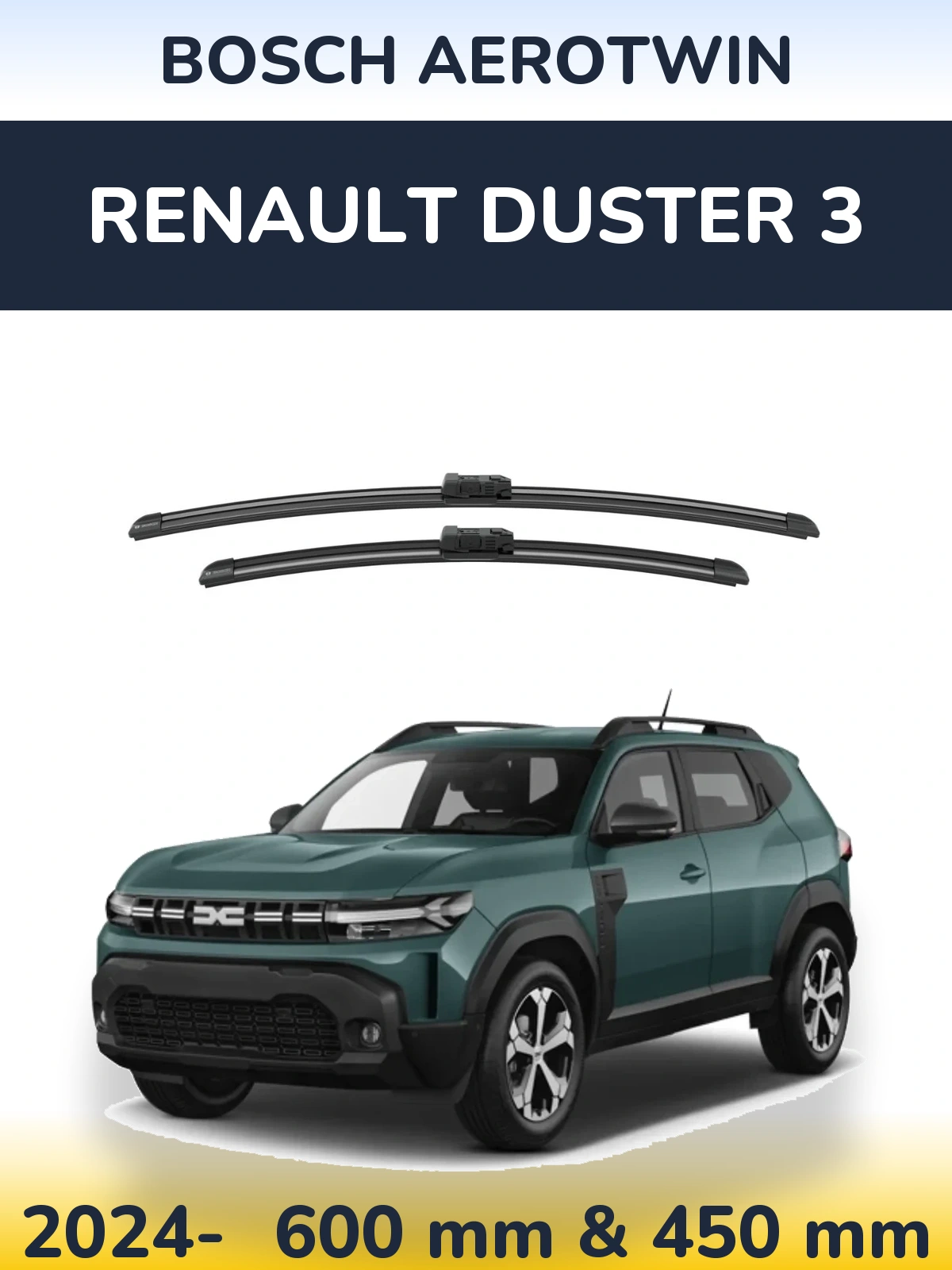 Комплект передніх щіток BOSCH AeroTwin 600 & 450 мм для Renault Duster 3 2024-2026