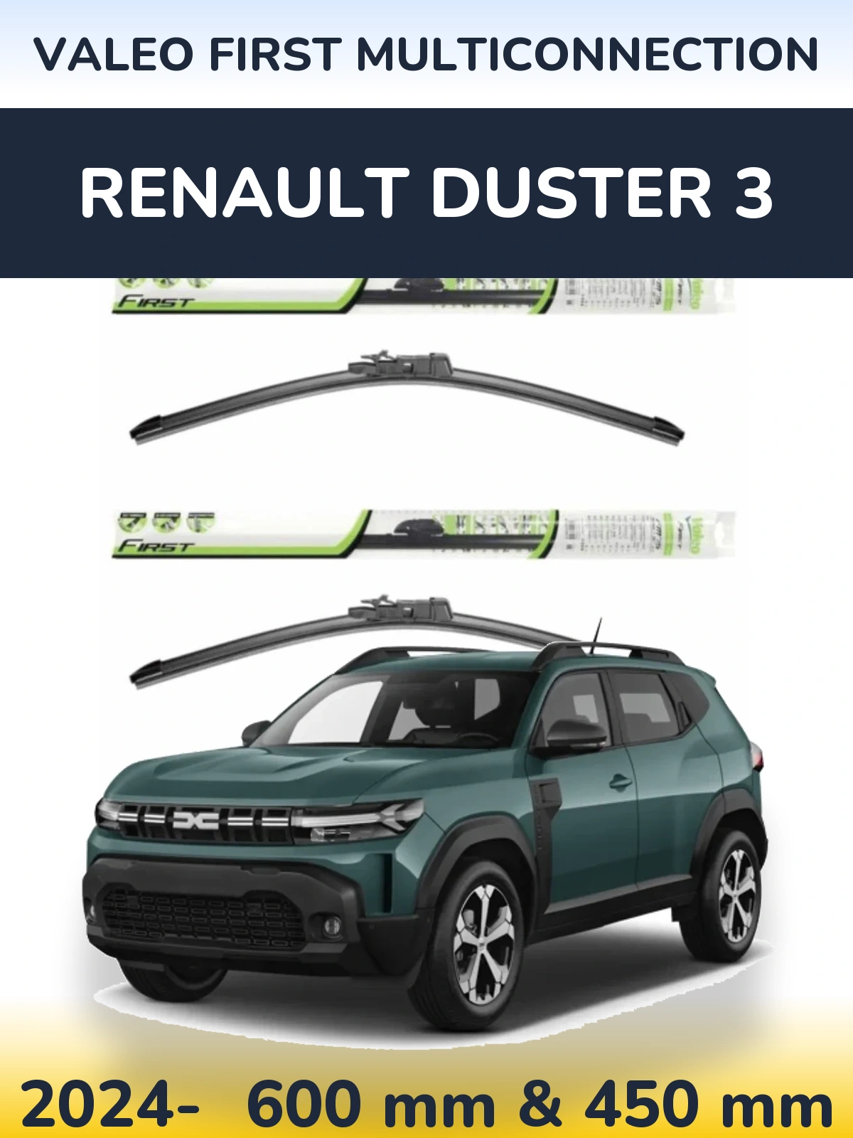 Комплект передних дворников Valeo First MultiConnection 600 & 450 мм для Renault Duster 3 2024-2026