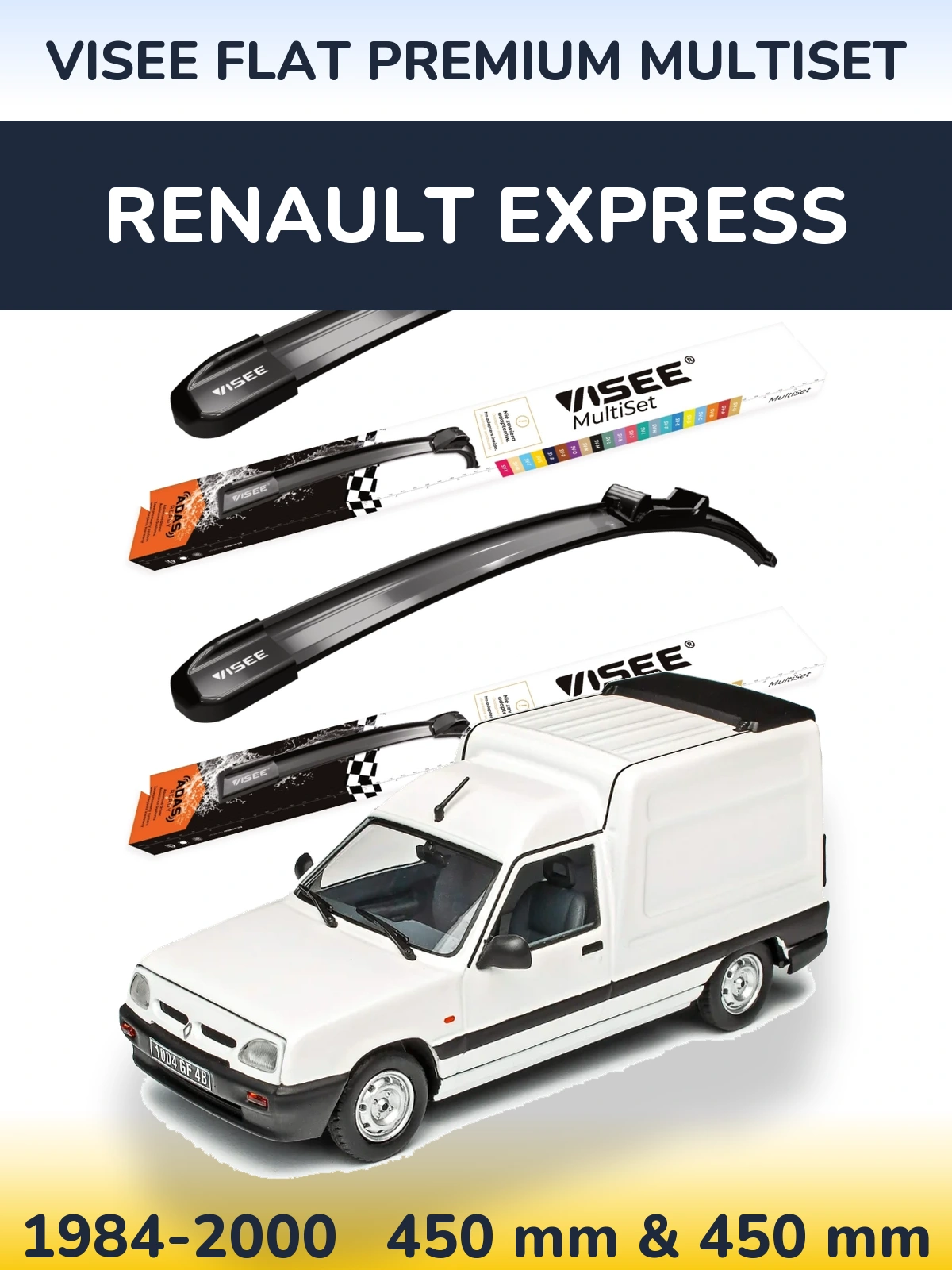 Комплект передних дворников VISEE FLAT PREMIUM MultiSet 450 & 450 мм для Renault Express 1984-2000